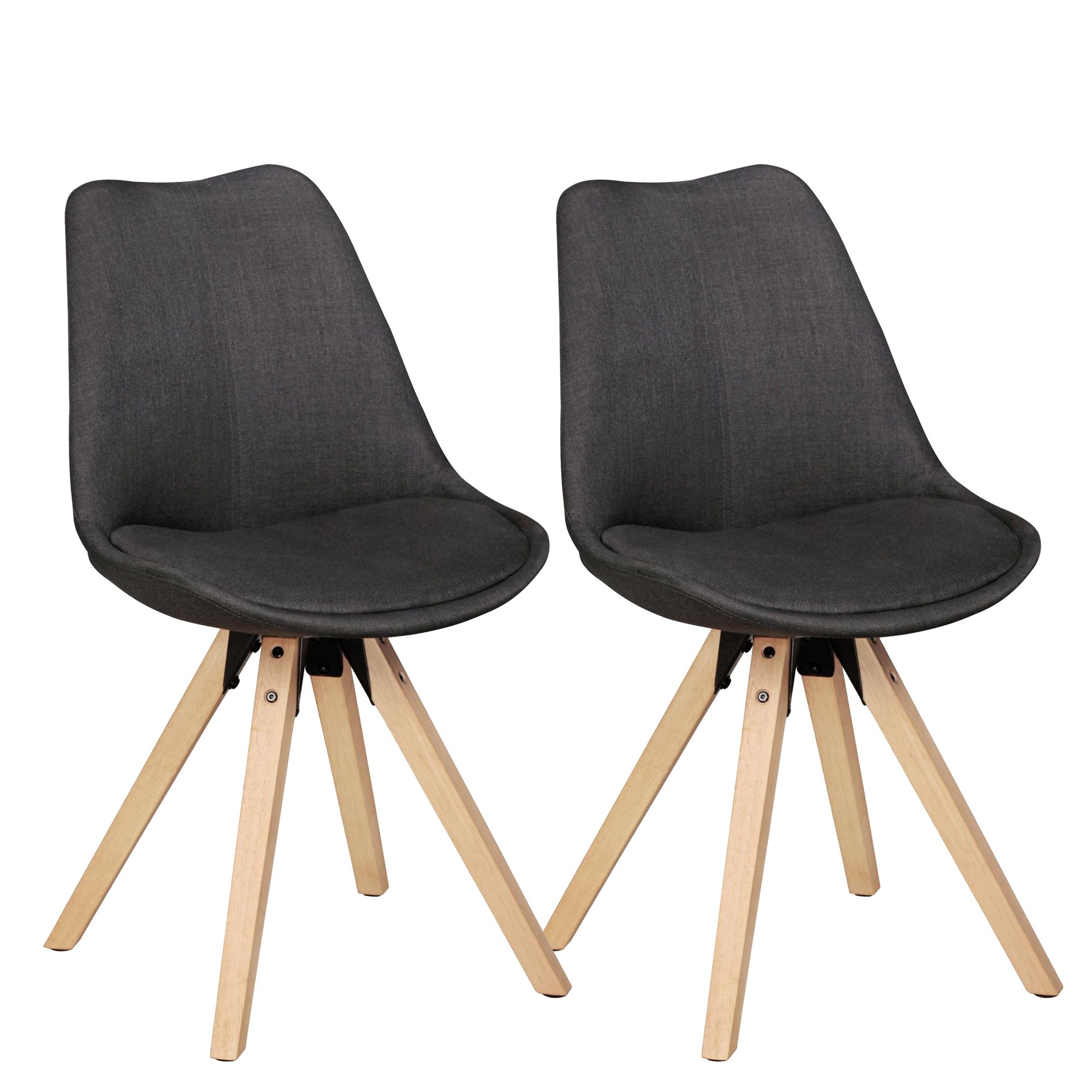 2 Retro Dining Chairs LIMA Anthracite | Upholstered Fabric | 49x87x52 cm