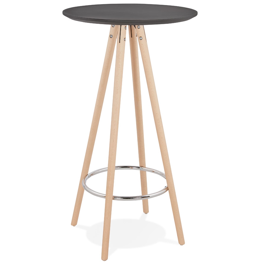 High table/Round table 'GALA' in black wood and natural finish legs