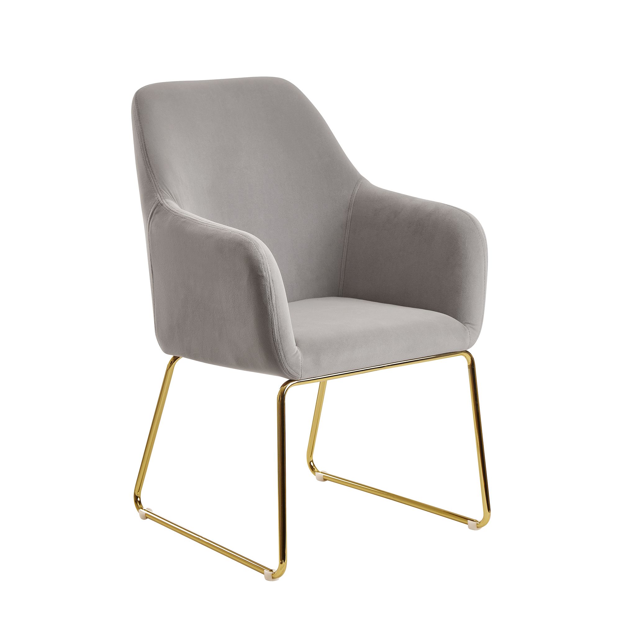 Dining  velvet light gray kitchen chair with golden legs