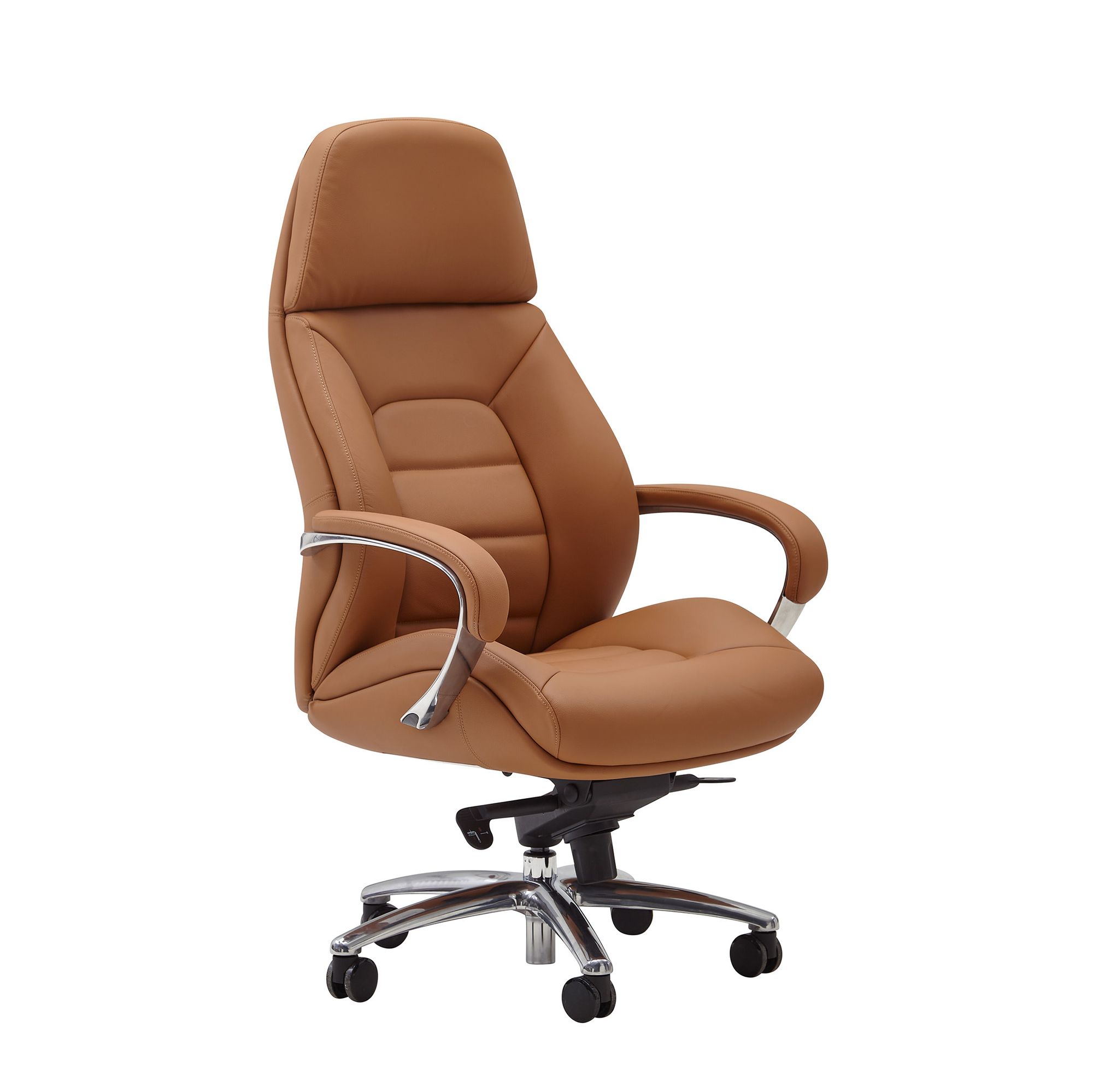 Designer XXL Office Chair Genuine Leather Caramel | Adjustable Height 125-131 cm | Width 67 cm