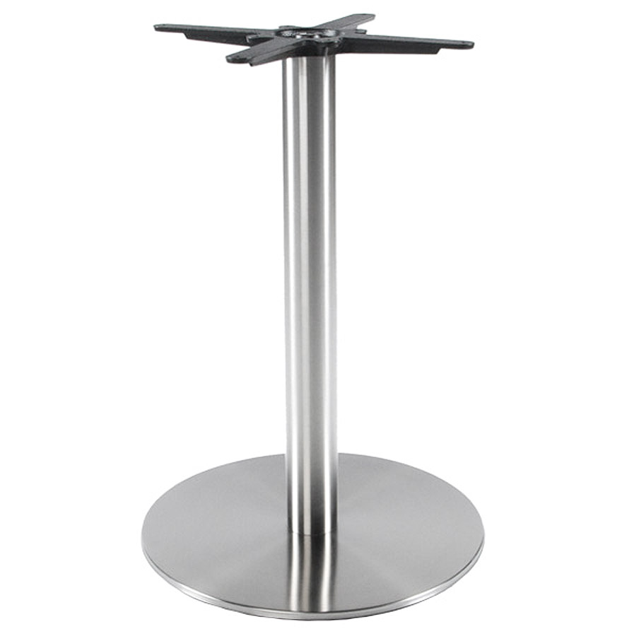 'PLATO' 75 Brushed Steel Table Leg with Round Base