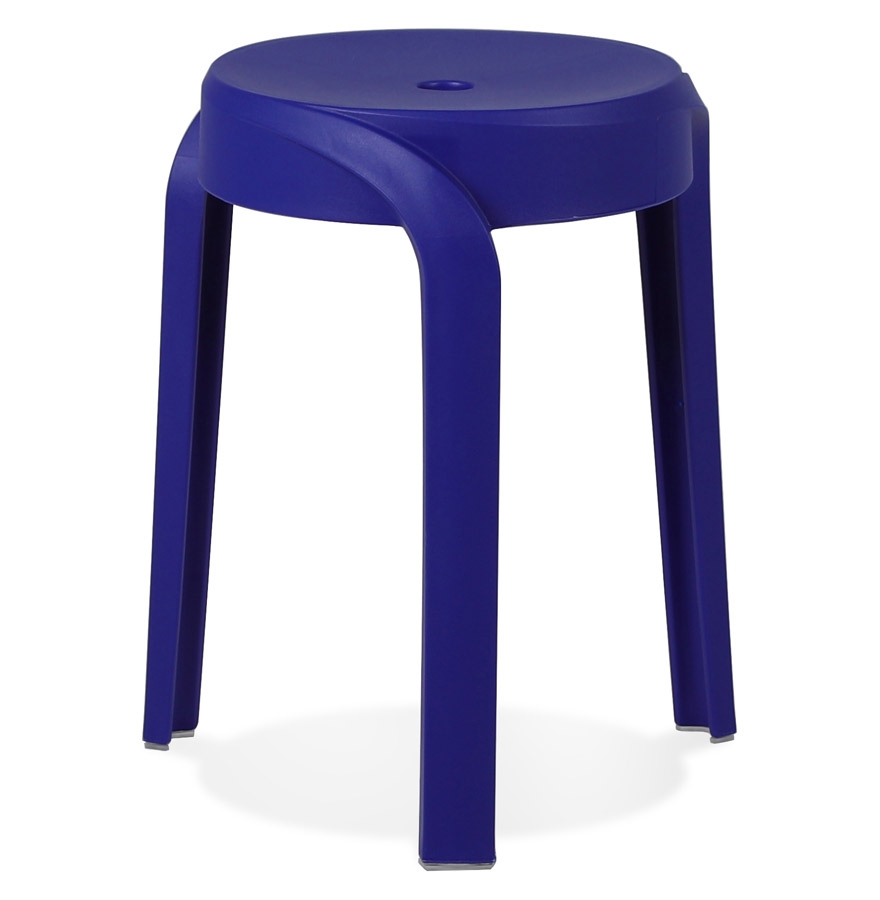 'POMPA' stackable low stool in dark blue plastic material