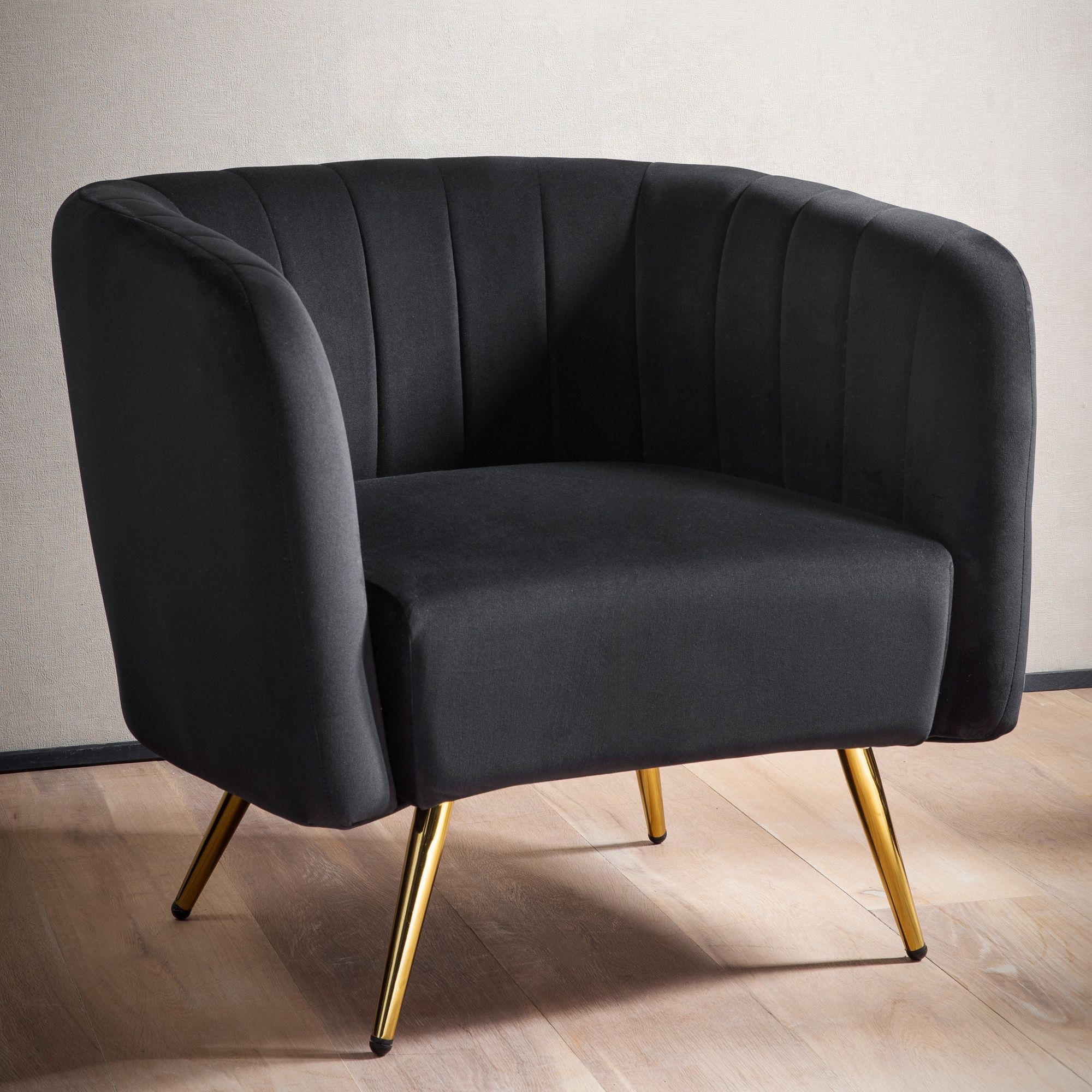 Lounge chair velvet black design club chair with metal legs, shell chair upholstered with backrest, cocktail chair lounge armrests, armchair with fabric cover