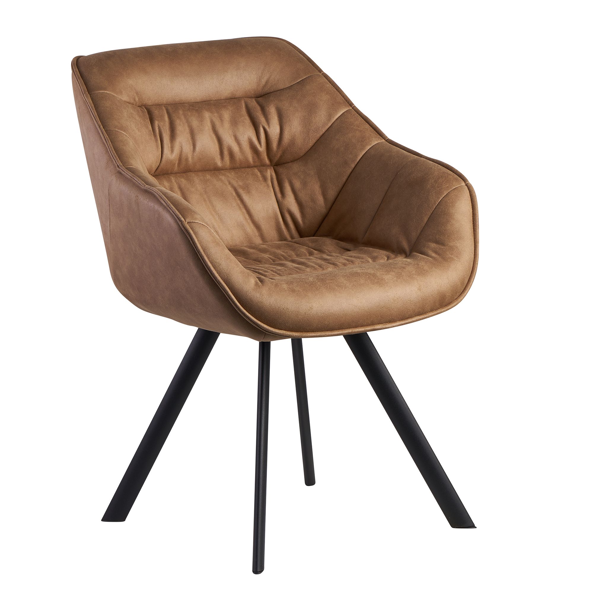 Dining Chair Beige Suede Look | Black Legs | 60x85x64 cm