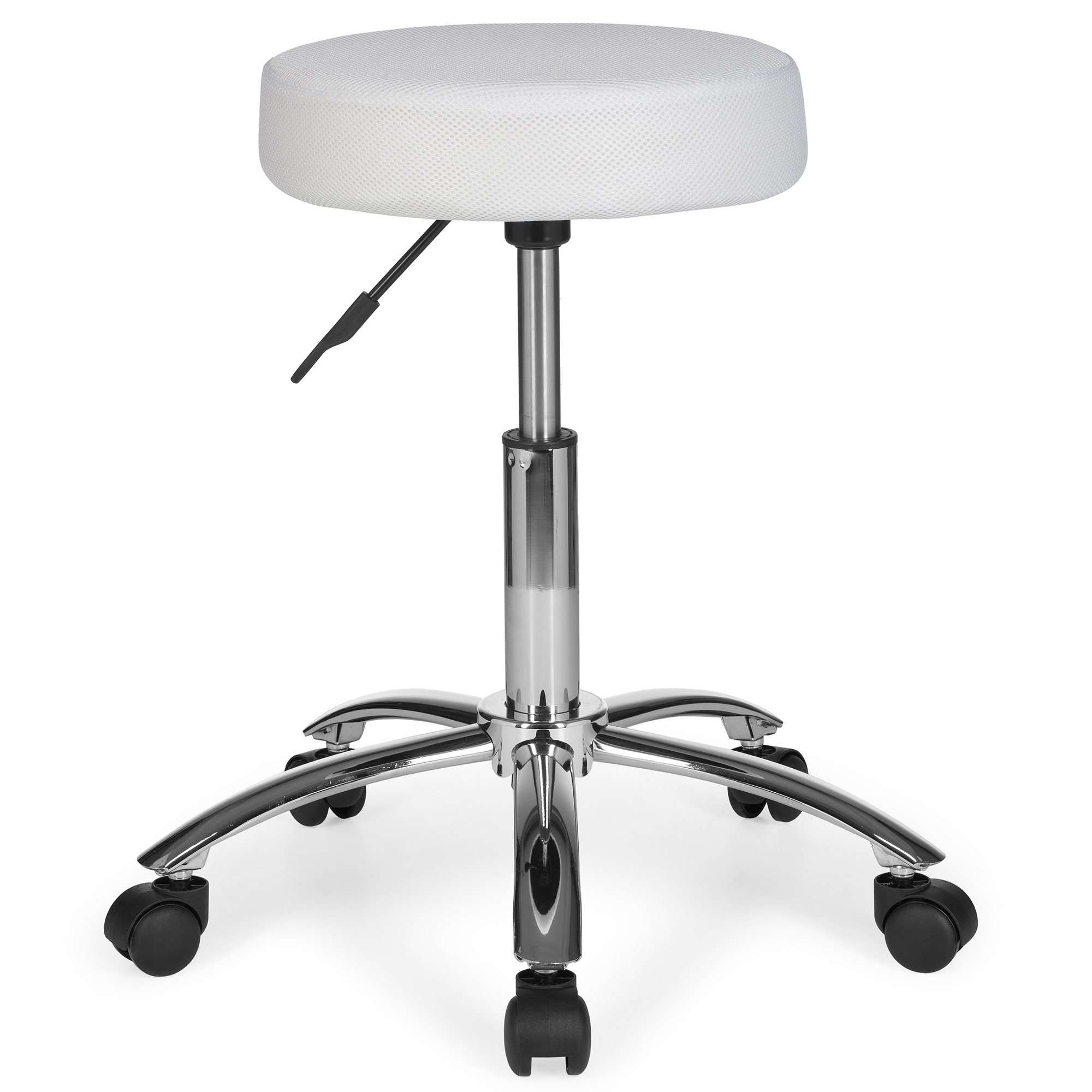 Design Work Stool Fabric White with Wheels | 60-70 cm x 55 cm