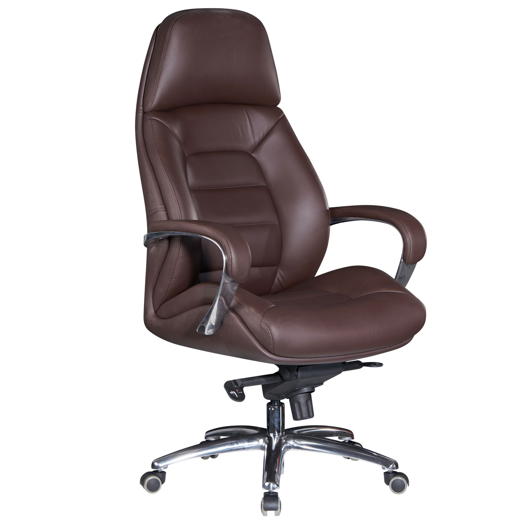 Designer XXL Office Chair Genuine Leather Brown | Adjustable Height 127-136.5 cm | Width 67 cm