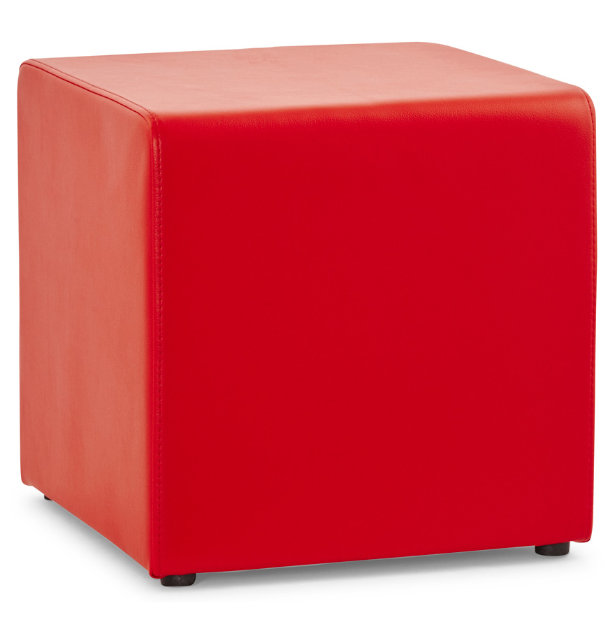 Red synthetic lounge 'CUBE' pouf