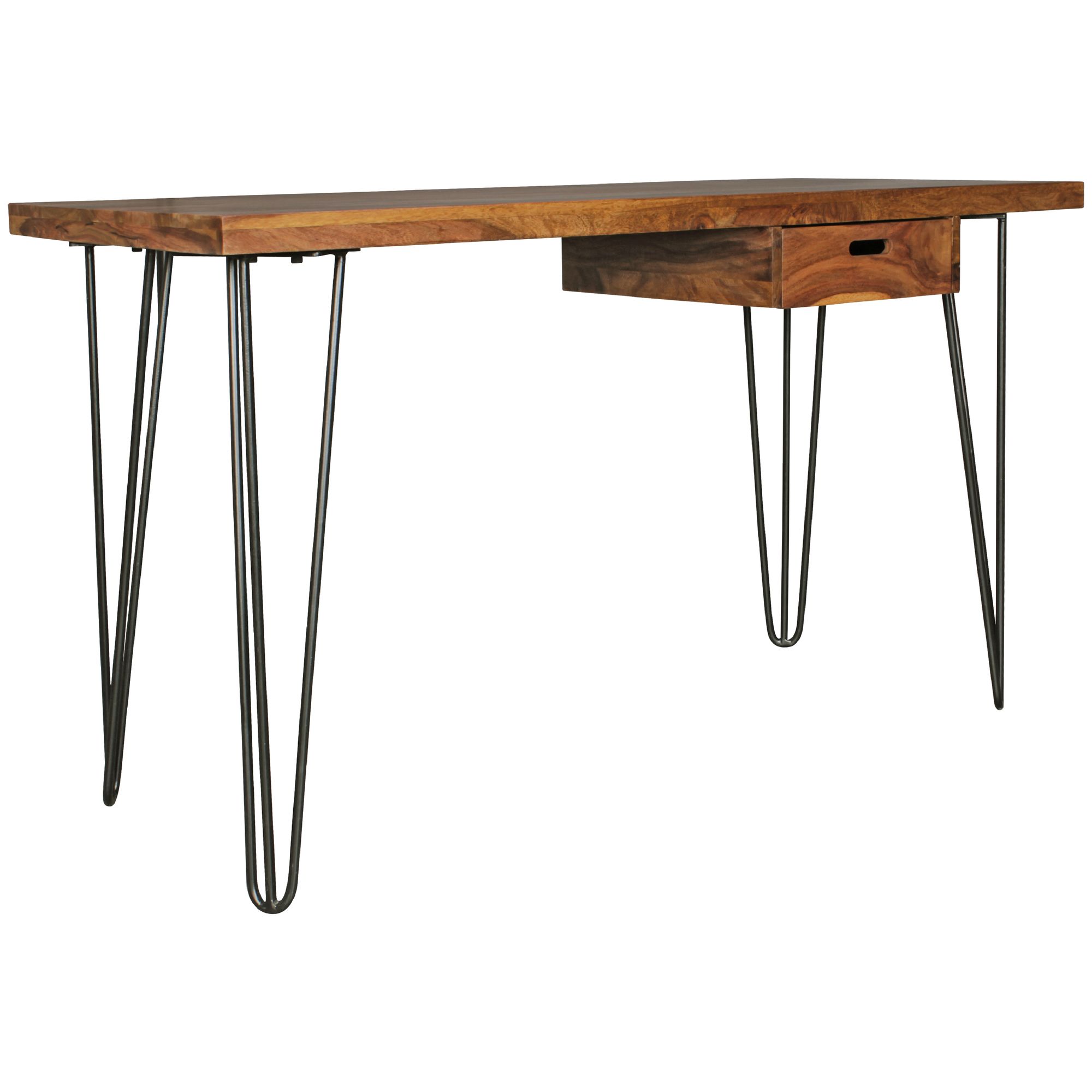 Desk bagli brown 130 x 60 x 76 cm solid wood laptop table sheesham nature