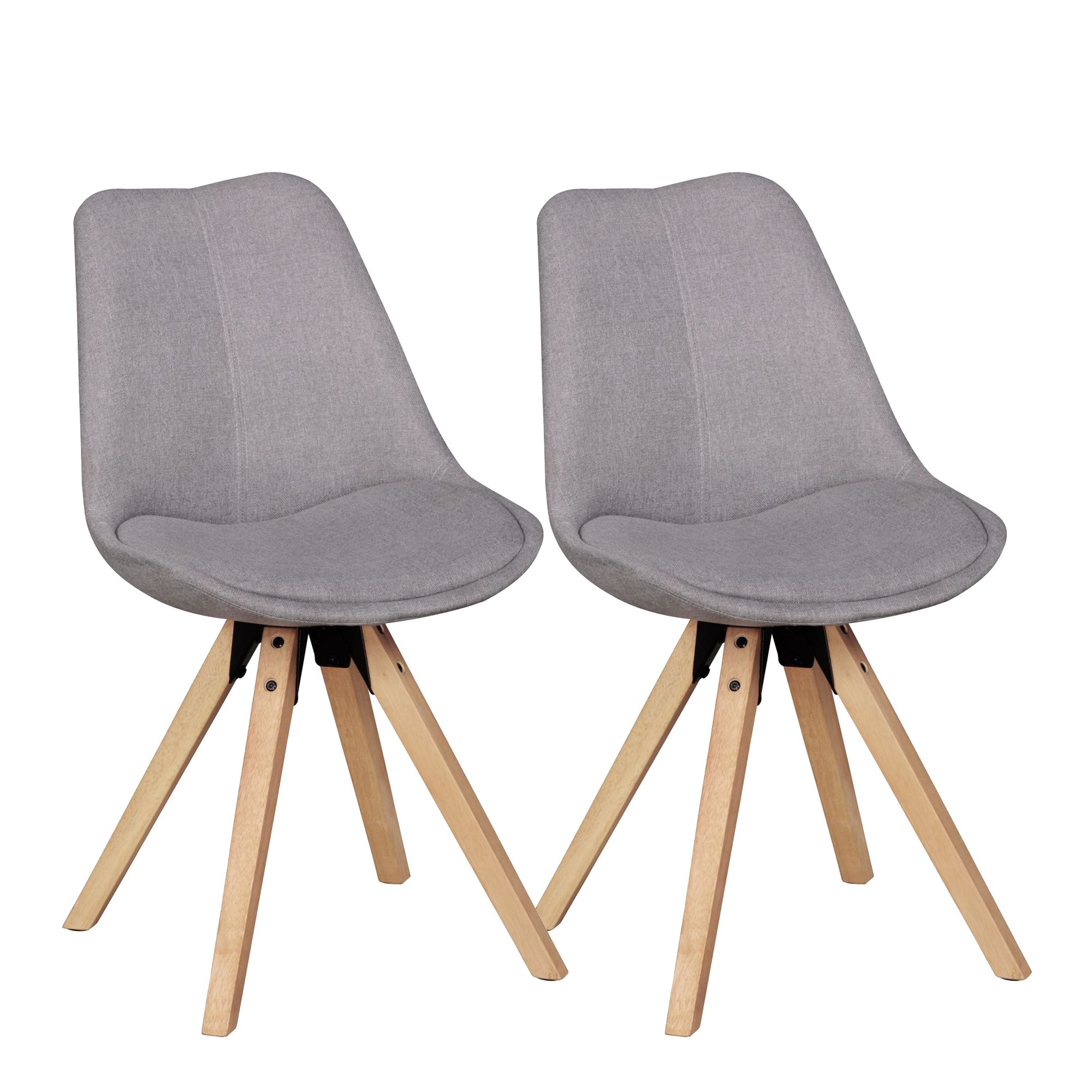2 Retro Dining Chairs LIMA Light Grey | Upholstered Fabric | 49x87x52 cm
