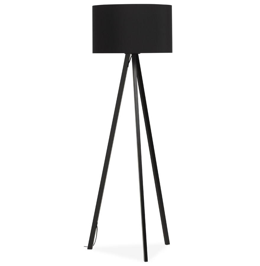 Tripod floor lamp 'SPRING' with black shade and 3 black feet