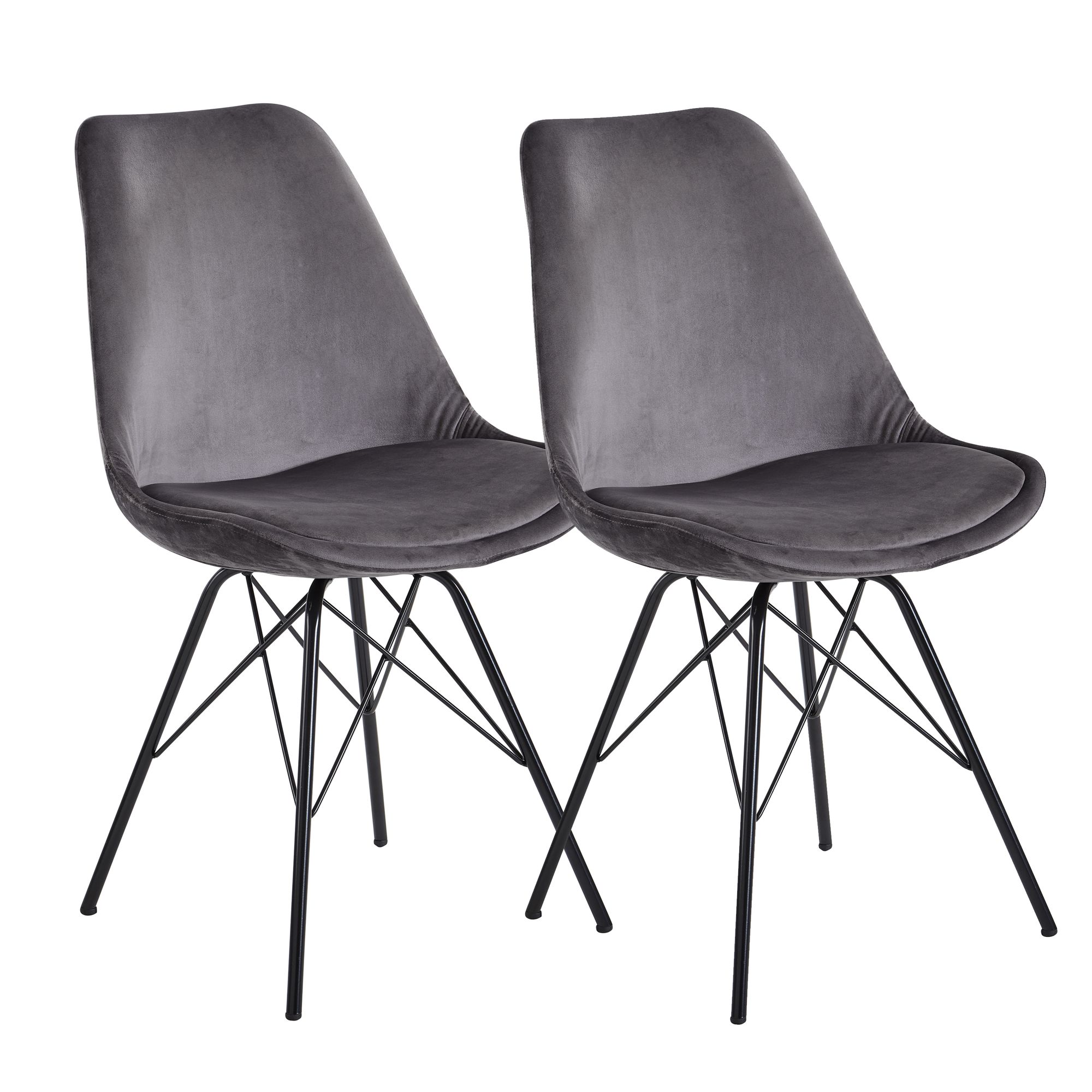 Dining Chair 2pcs Set | Grey Velvet | 48x86x58 cm