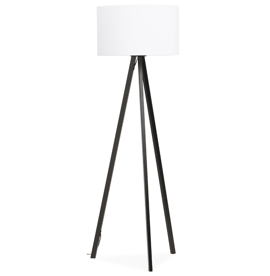 'SPRING' tripod floor lamp with white shade and 3 black feet