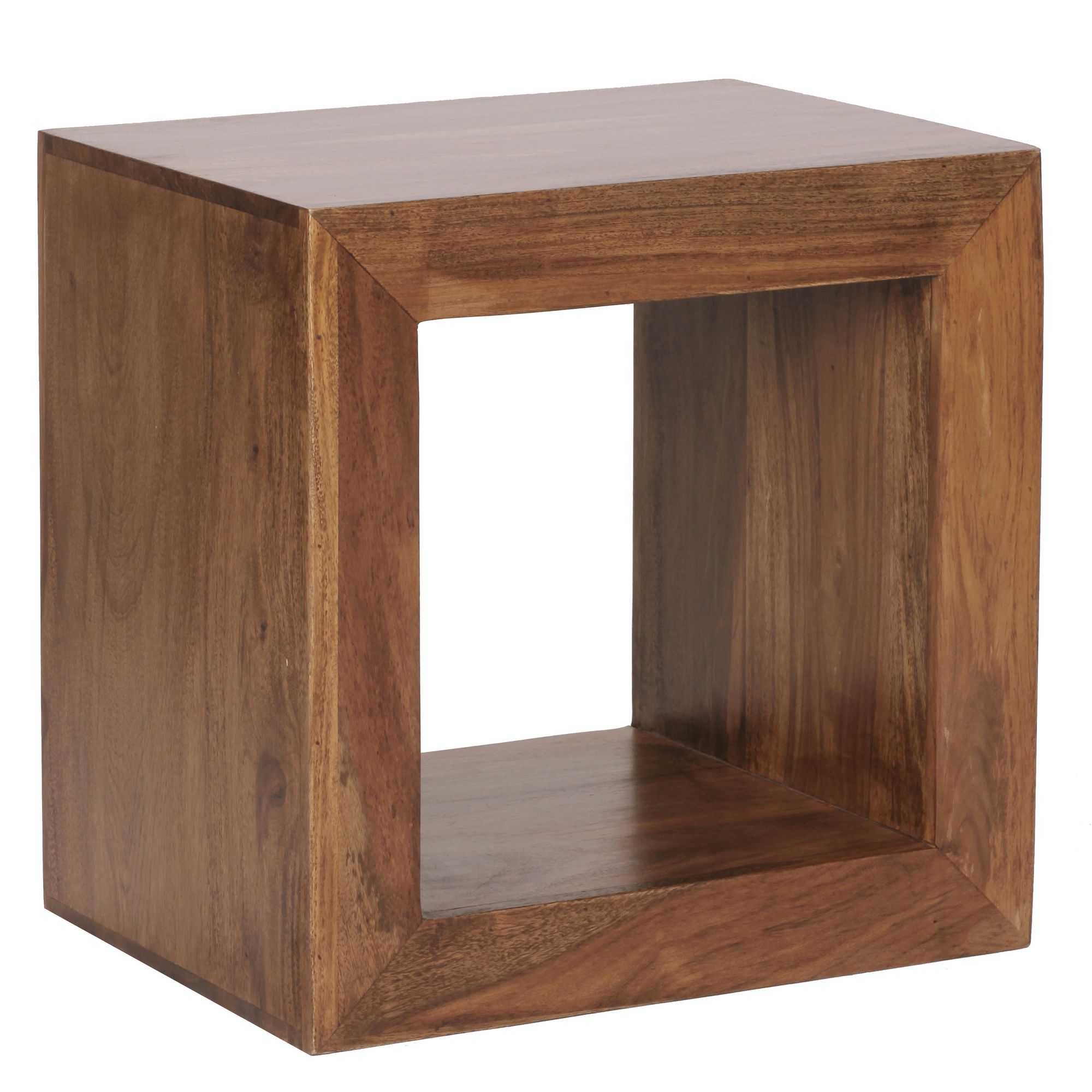 Standing shelving solid wood sheesham 44cm high cube shelf design wooden shelf natural product table country style