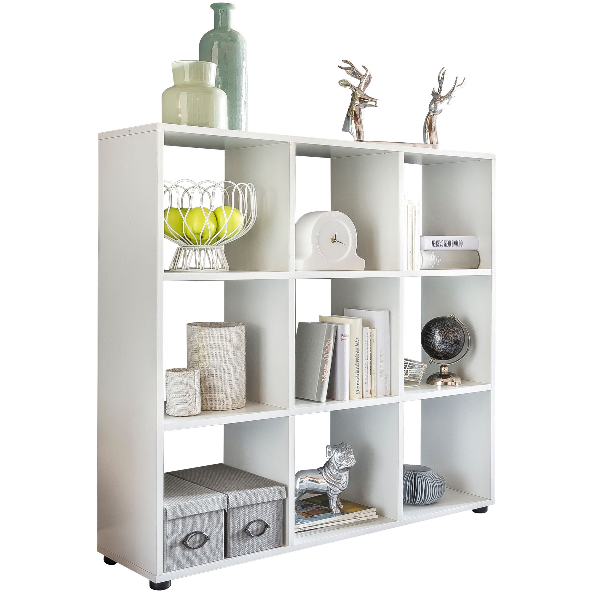 Design bookcase zara with 9 compartments white 108 x 104 x 29 cm
