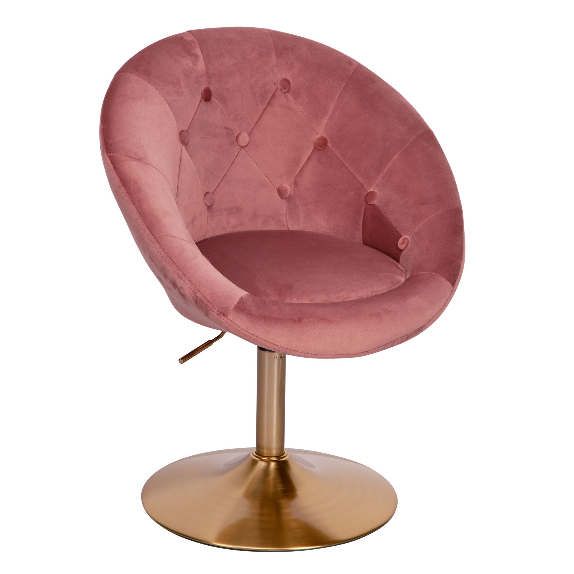 Velvet Lounge Armchair Pink | Gold Metal Base | Dimensions 67x80-100x62 cm