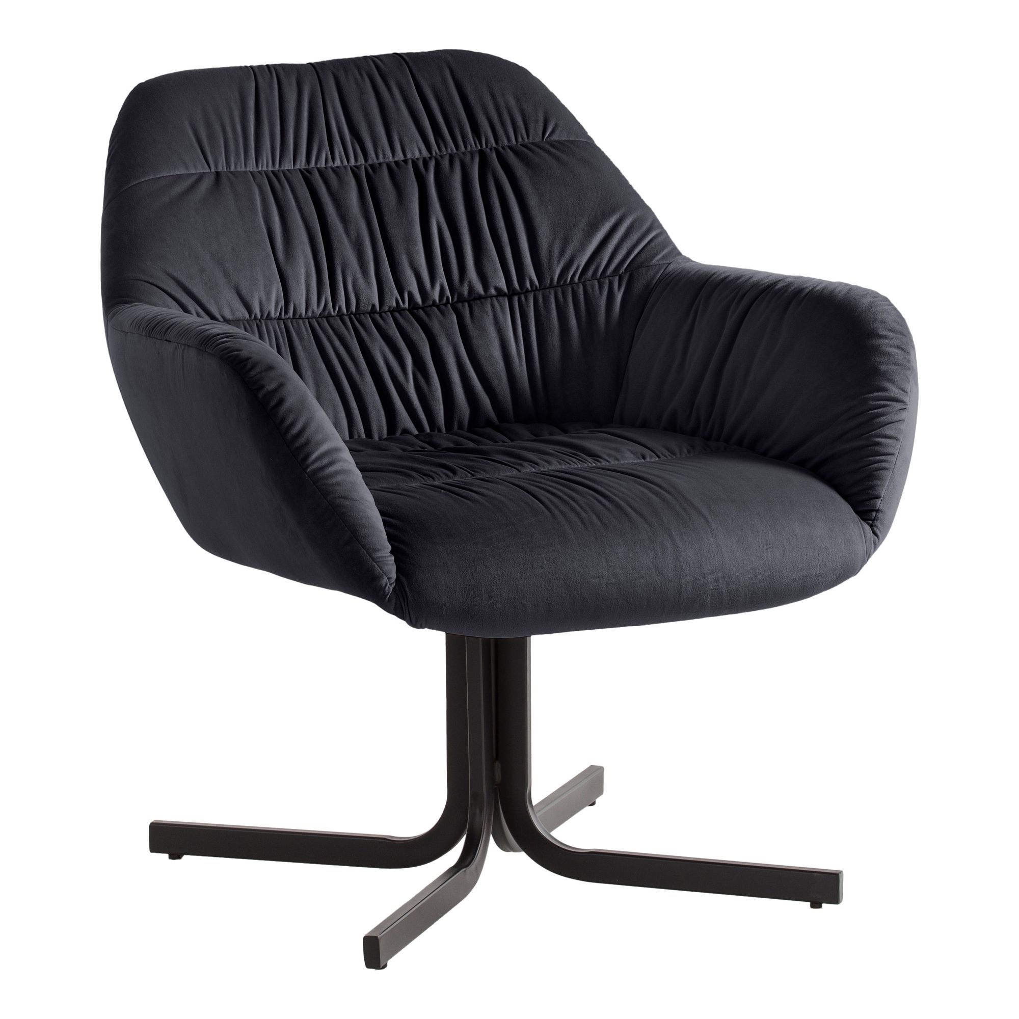 WOHNLING lounge chair club chair velvet metal black cocktail chair shell chair