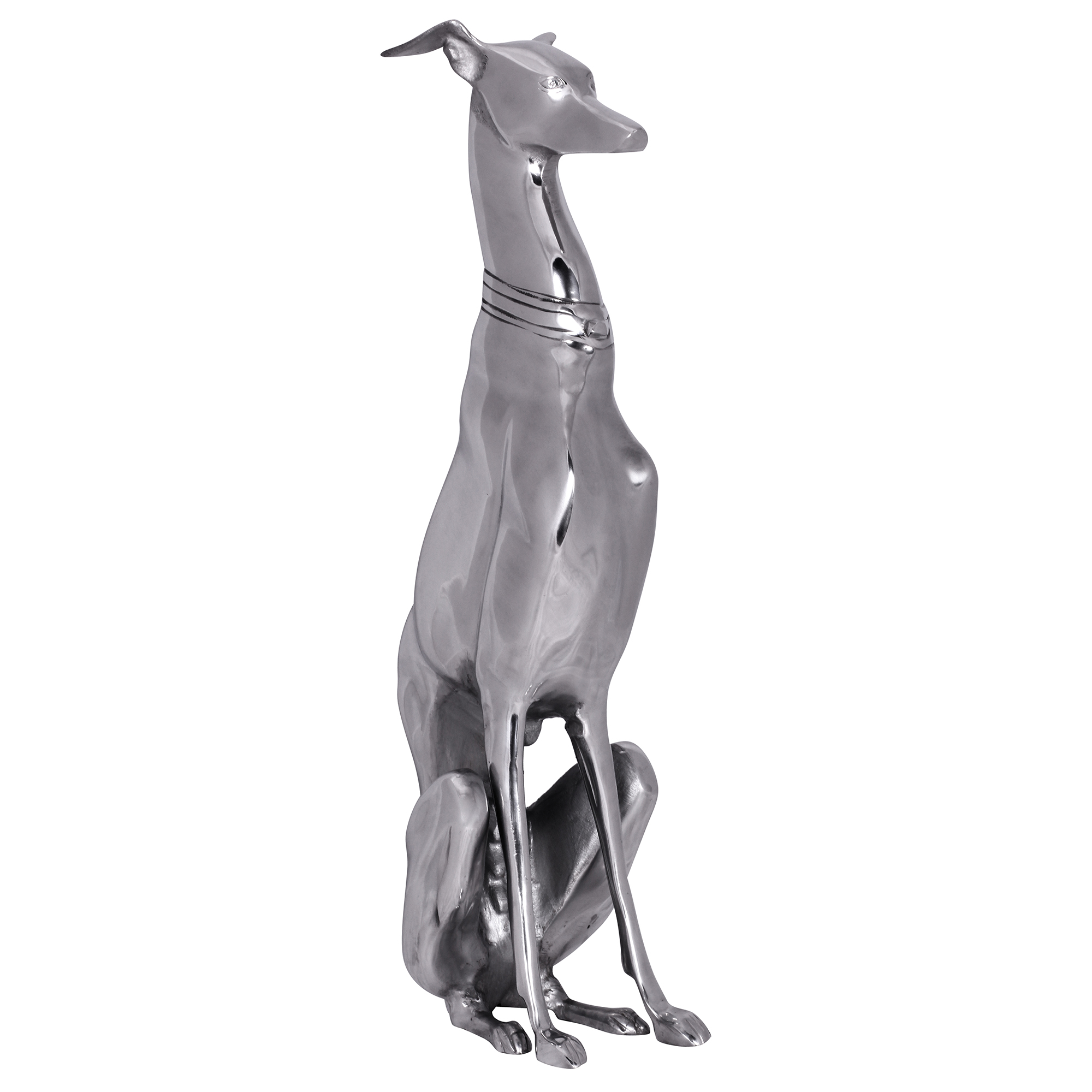 Decoration design dog made of aluminum silver greyhound sculpture dog statue