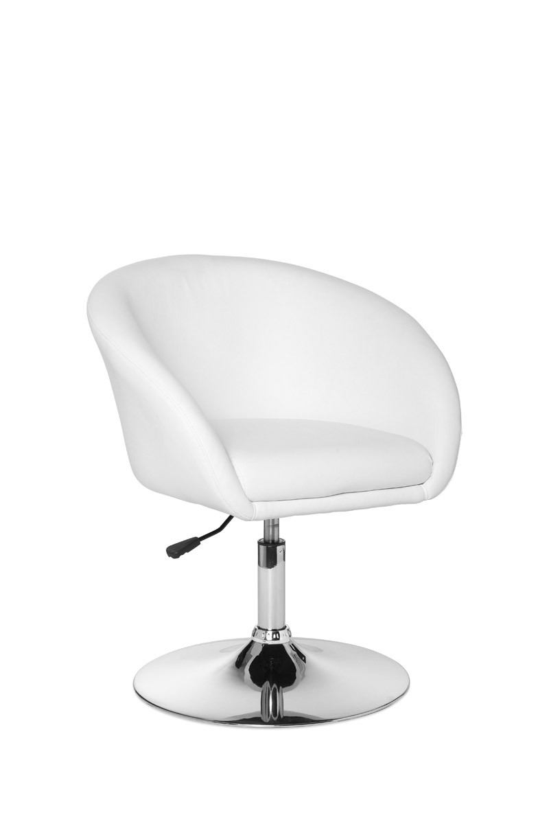 Relax Armchair in White Faux Leather | Adjustable Height 72-84 cm | Modern Swivel Lounge Chair