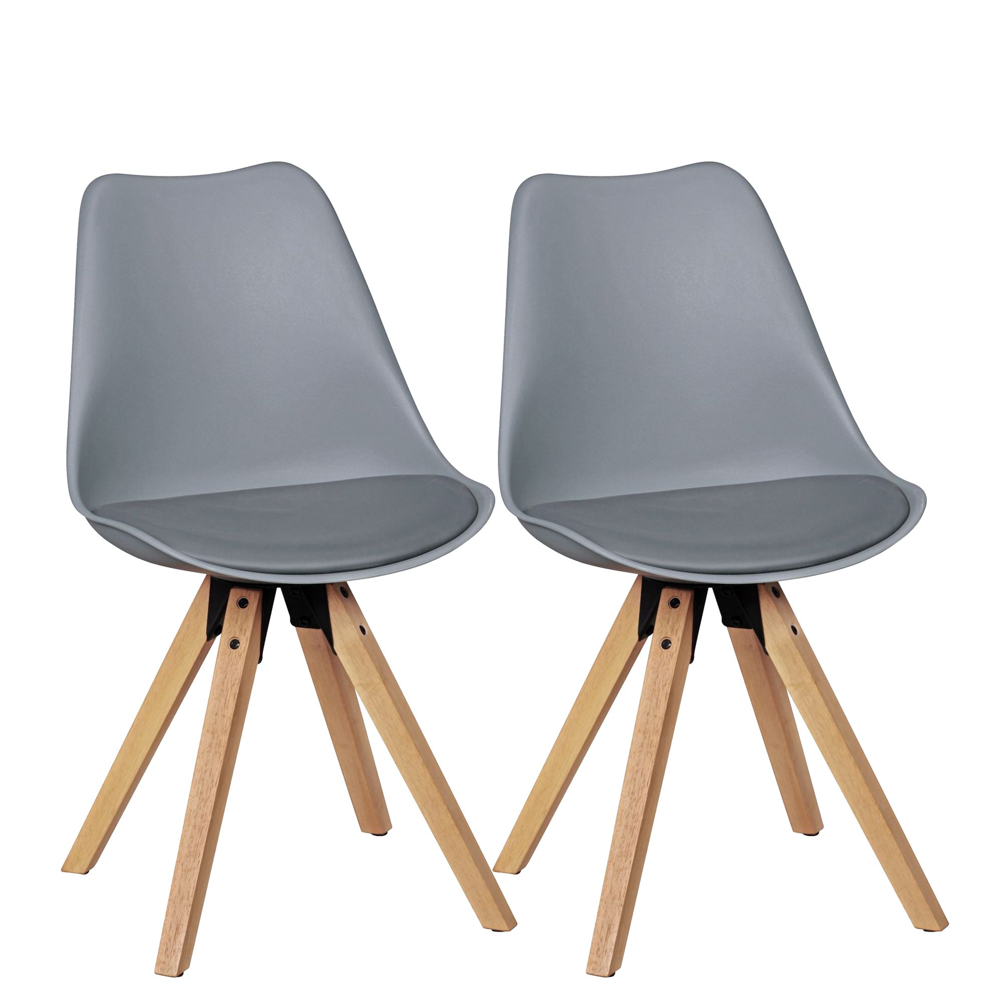2x Retro Dining Chair LIMA Grey | Faux Leather | 49x87x52 cm