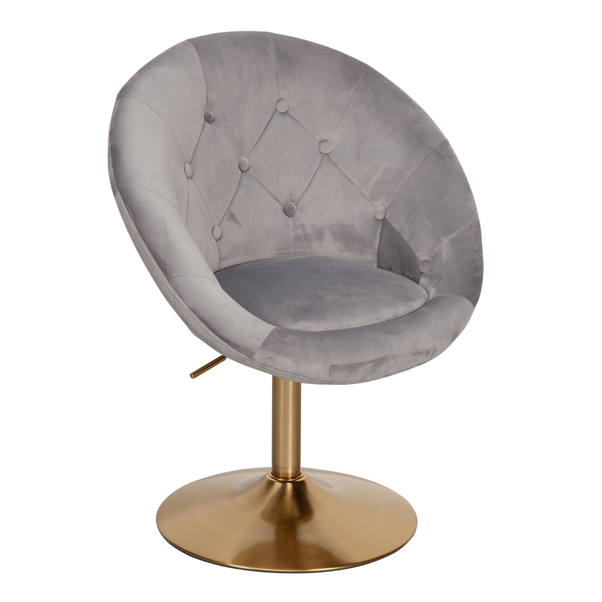 Grey & Gold Velvet Lounge Chair | Swivel Design | 67x80-100x62 cm