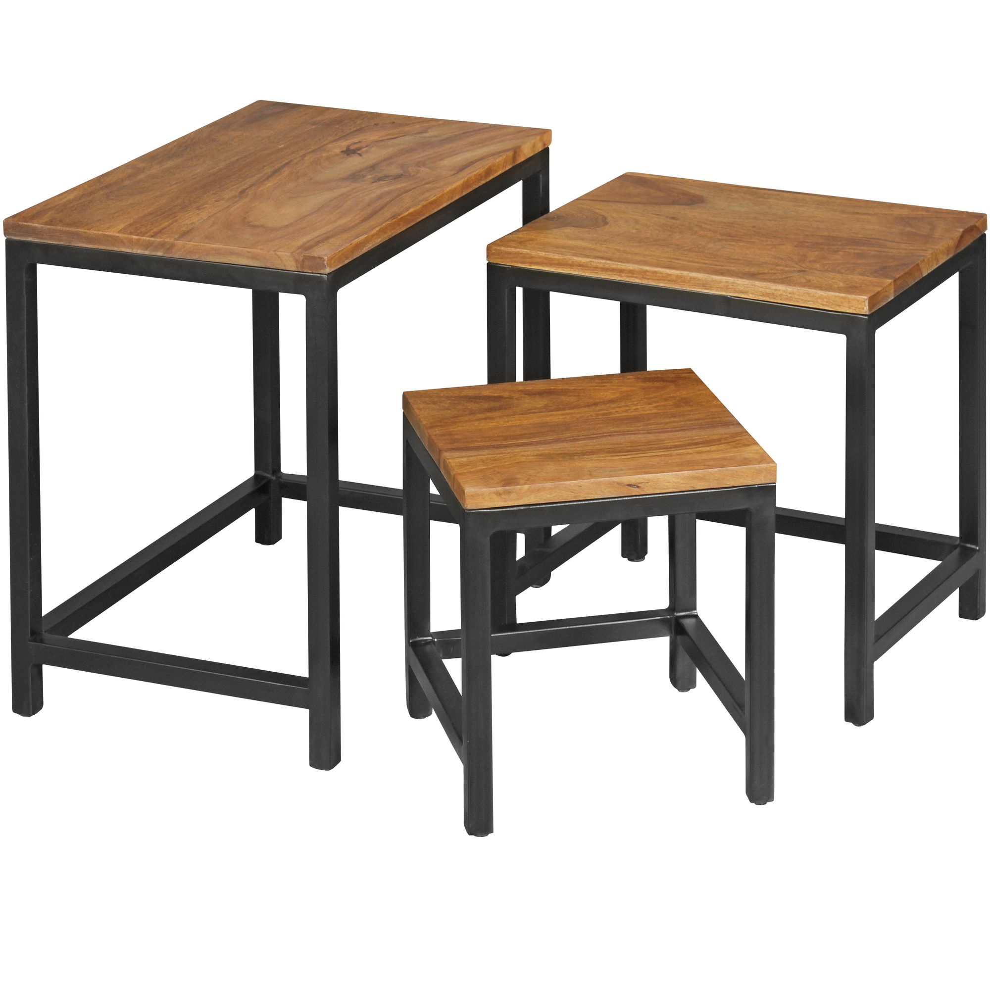 3 design side tables akola sheesham nesting tables metal legs
