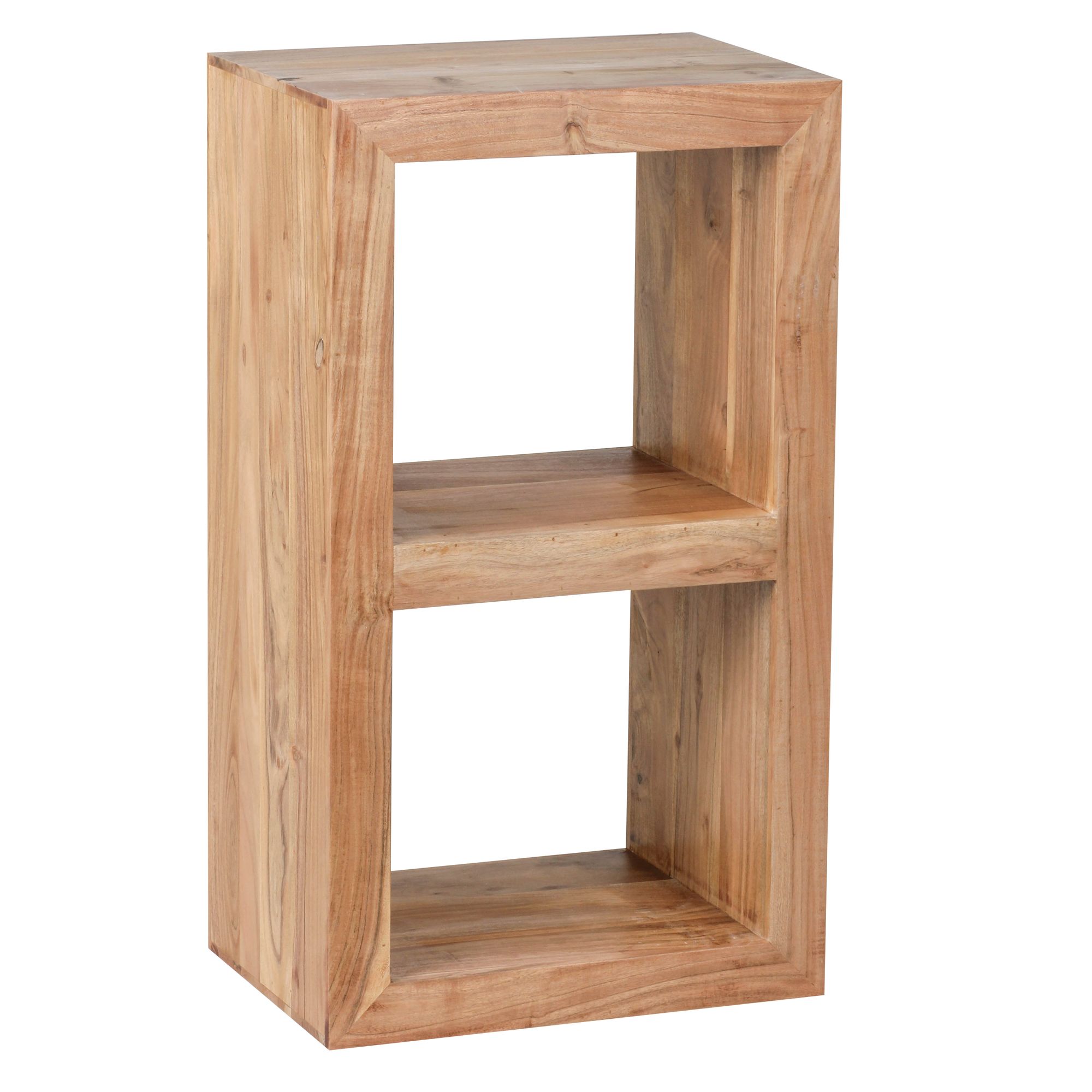 Stand shelf mumbai solid wood acacia 88 cm high 2 shelves design wooden shelf natural product side table country house style