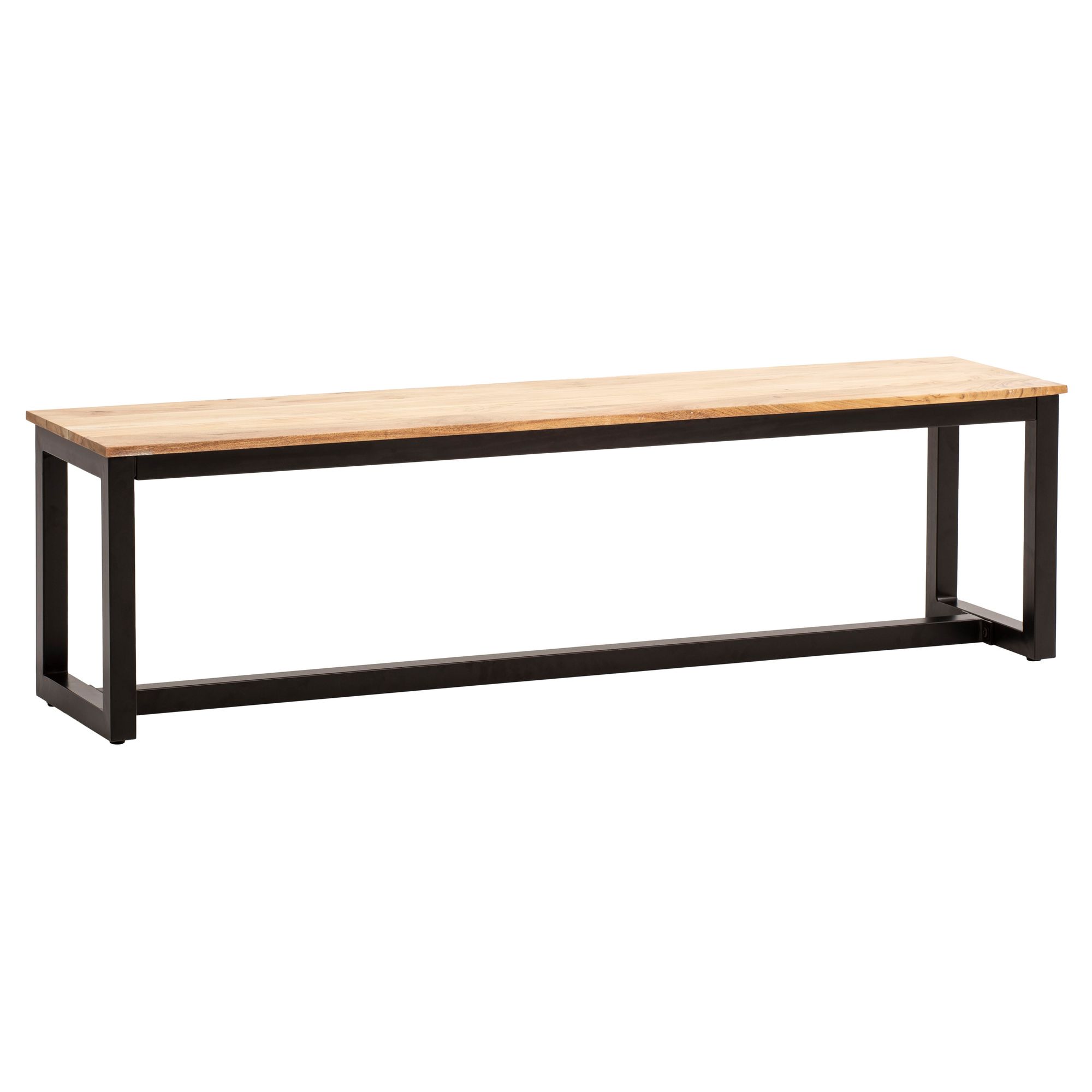 Acacia Solid Wood Dining Bench Light Golden Brown Metal Black 160x40x45 cm | Loft Style