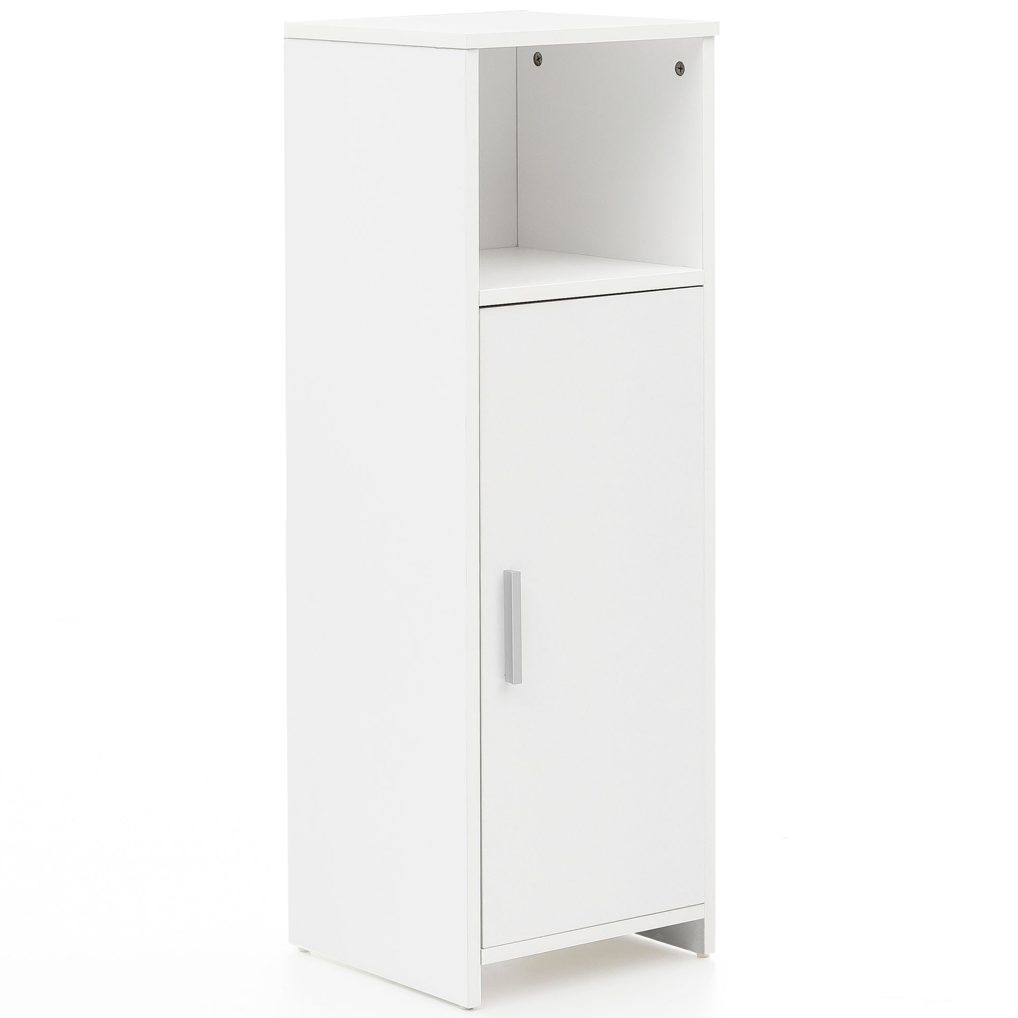 Cabinet 30 x 95.5 x 30 cm white wood with door and storage compartment small bathroom cabinet side cabinet standing