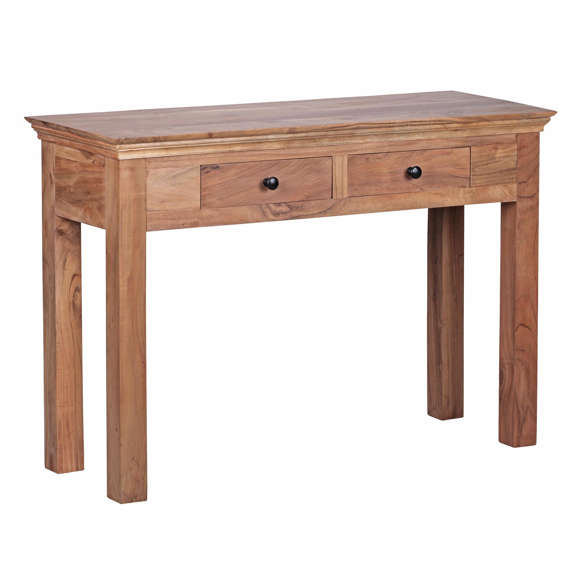 Console table mumbai solid wood acacia console with 2 drawers desk 110 x 40 cm country-style sideboard