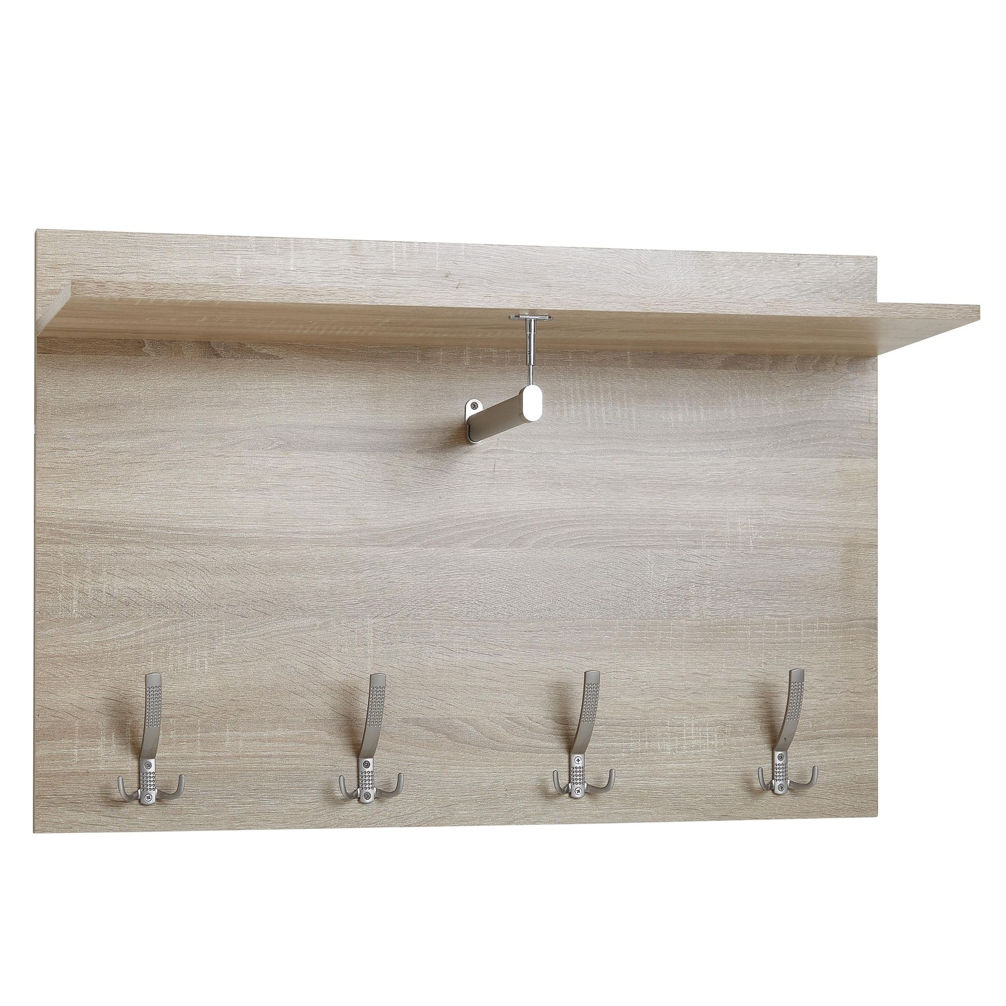 Wall coat rack sonoma oak 90x60x29.5 cm design hallway coat rack wood, hook rack wall panel with shelf and clothes rail, wall coat rack, hallway coat rack