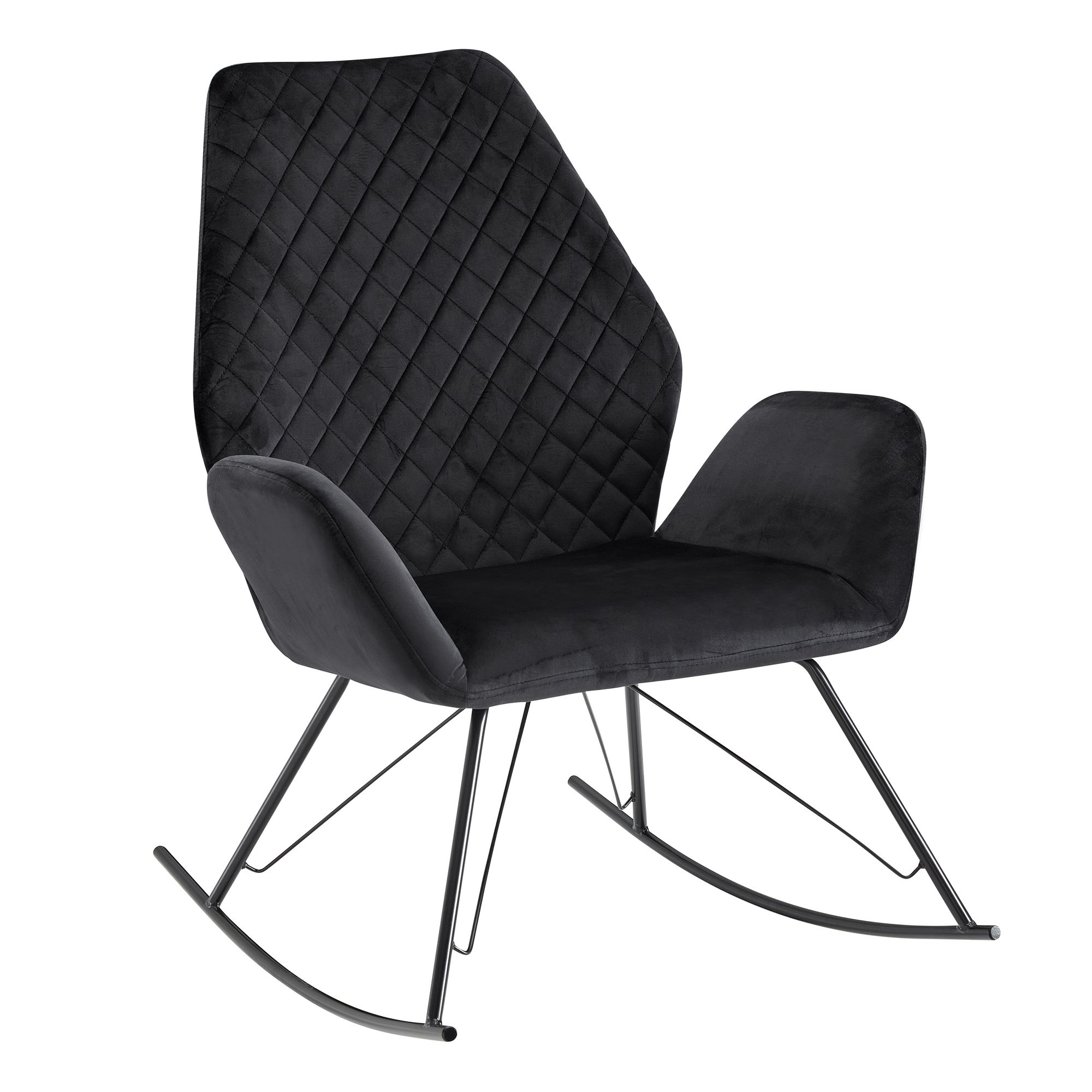 Rocking chair black 73x94x84 cm design relaxation chair velvet / metal