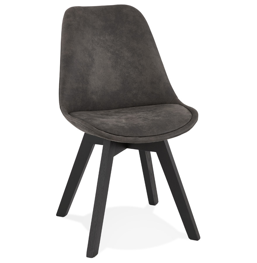 'AXEL' grey microfibre chair with black wooden frame