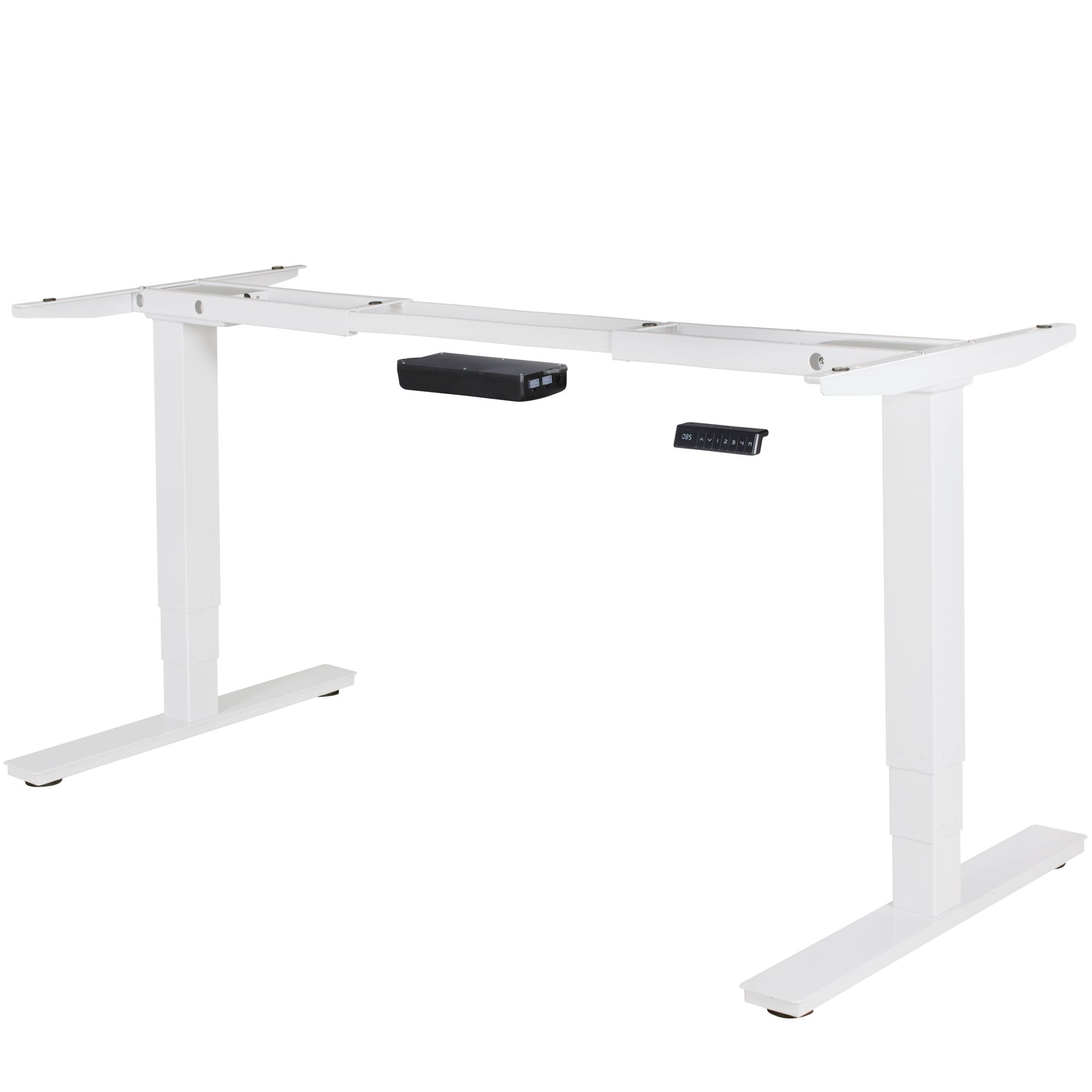 Electrically height-adjustable table frame white frame with memory function, desk frame infinitely height-adjustable from 63 - 128 cm