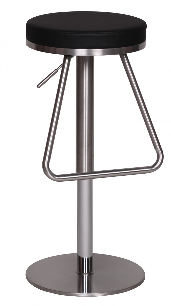Bar Stool | Black | Chrome Stainless Steel | Adjustable Height 54-79 cm