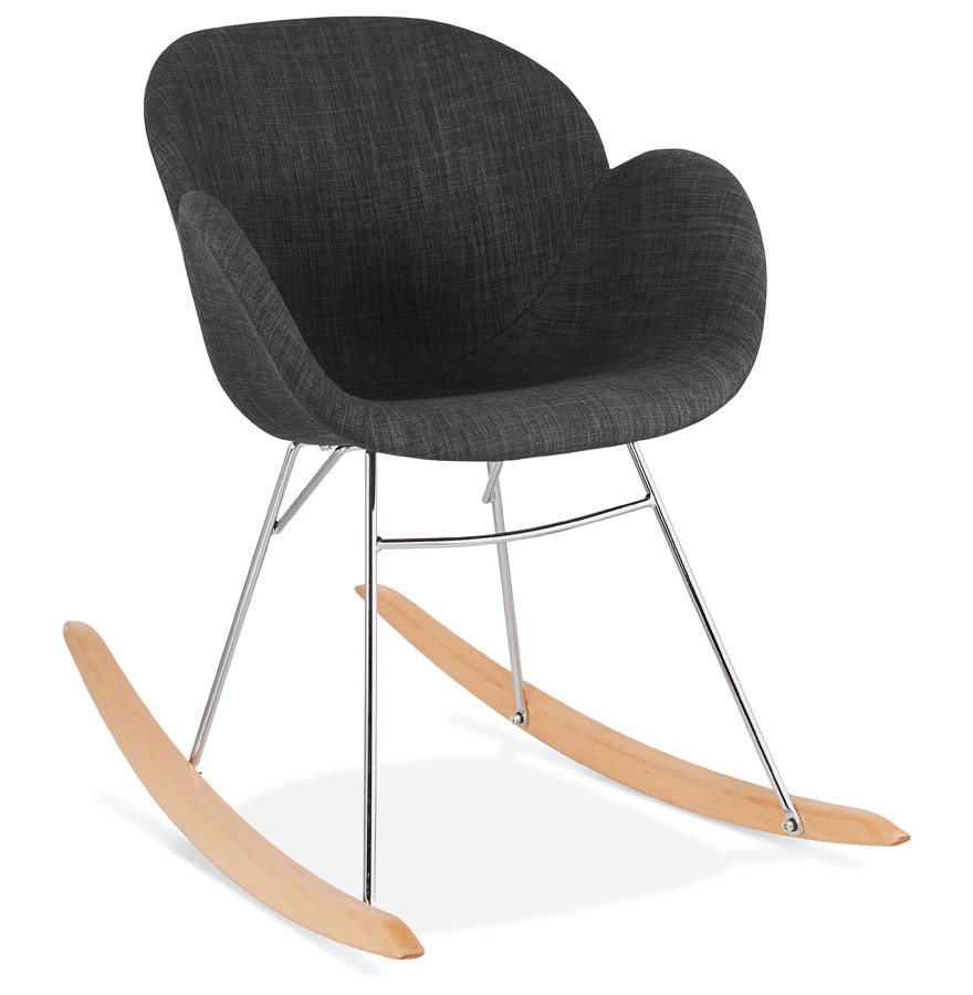 'ROCKY' designer rocking chair in dark grey fabric