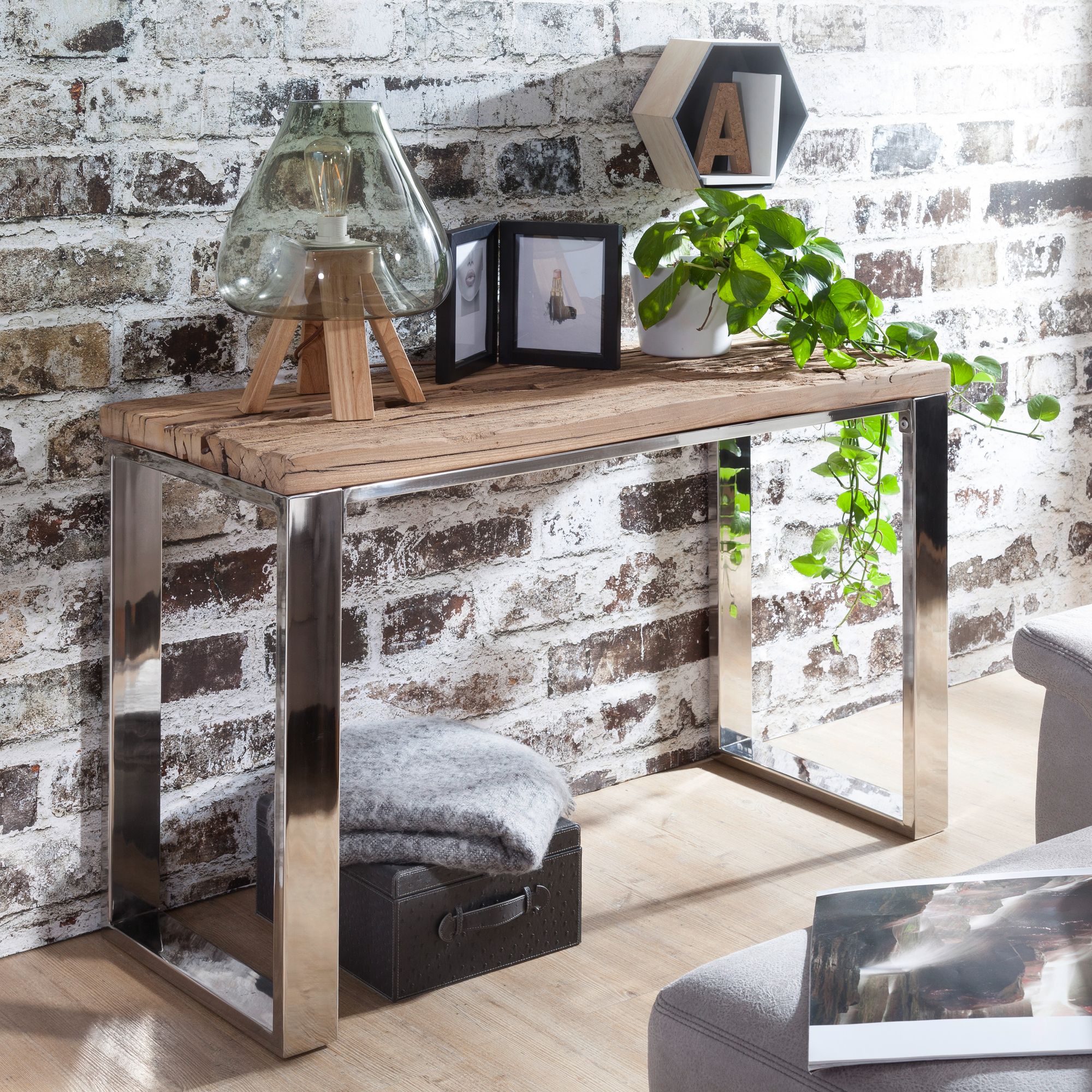 Console table priya 115x76x46 cm solid wood nature