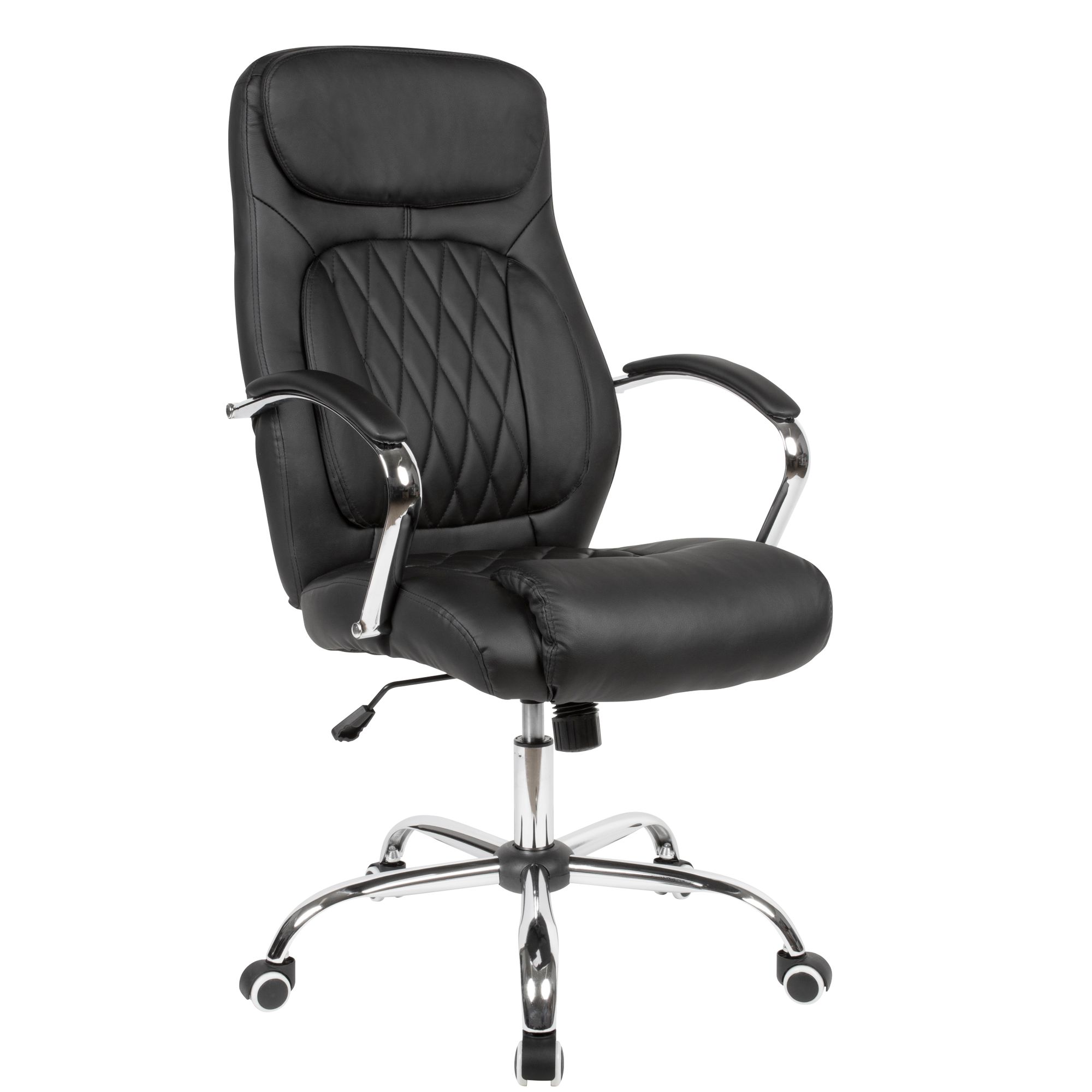 Black Faux Leather Office Chair | Modern Design | Adjustable Height 113-123 cm x Width 70 cm x Depth 70 cm