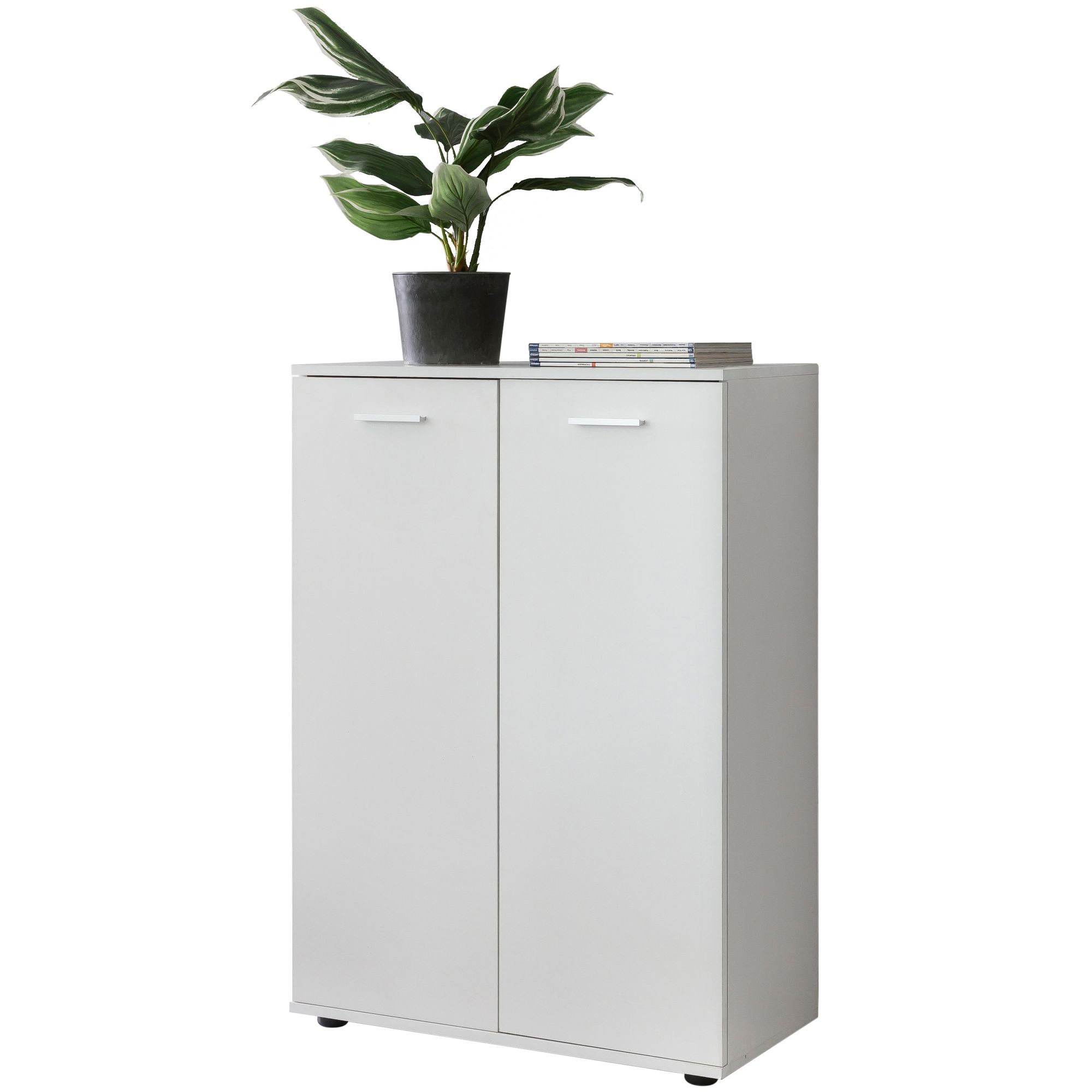 Chest of drawers svenja with 2 doors 71x104x35cm multi - purpose cabinet wood white