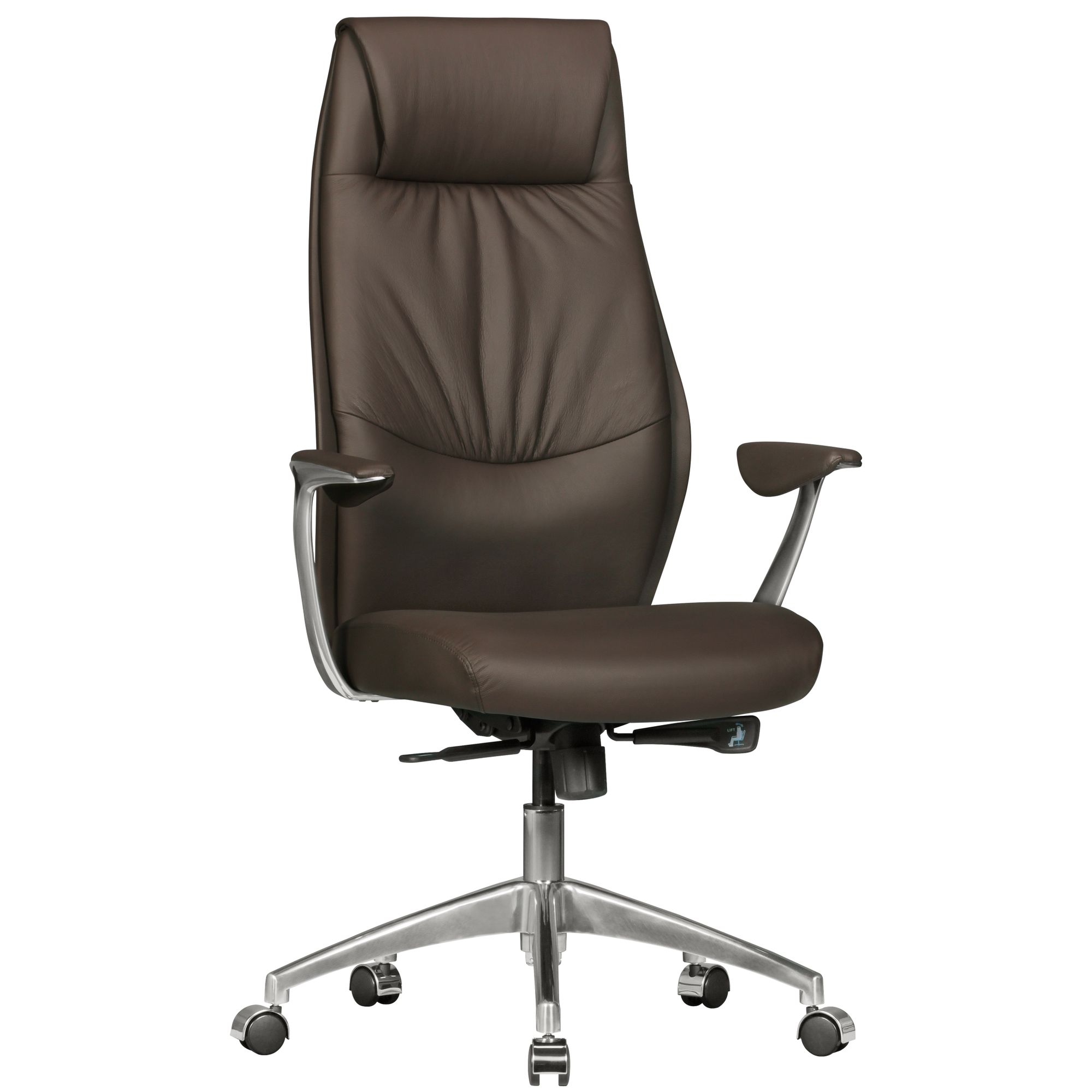 Brown Genuine Leather XXL Office Chair | Synchro Mechanism | Dimensions 117-127 cm H x 67 cm W x 58 cm D