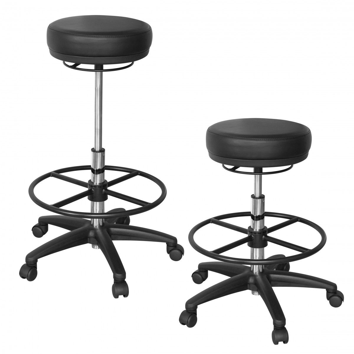 ROLAND Work Stool | Black Synthetic Leather | Seat Diameter 35 cm