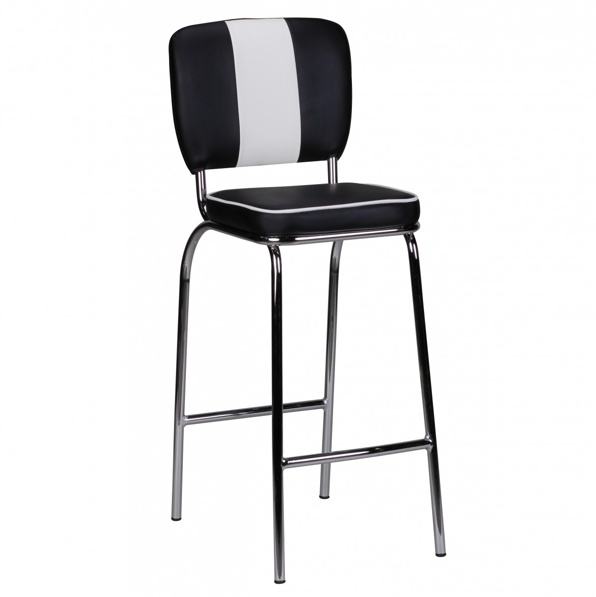 American Diner Retro Bar Stool Black White | PU Leather & Cotton | 110x40x38 cm