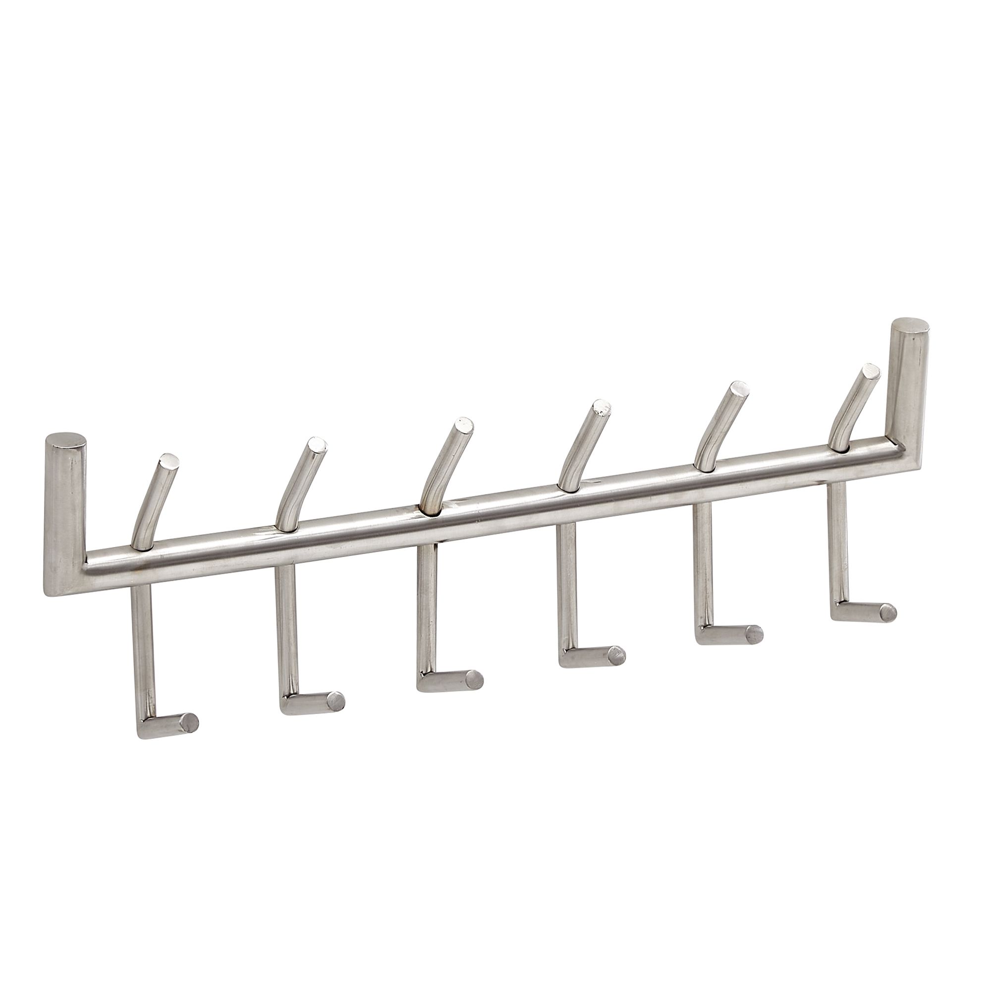 Wall coat rack metal silver 60x19x10 cm design hall coat rack steel
