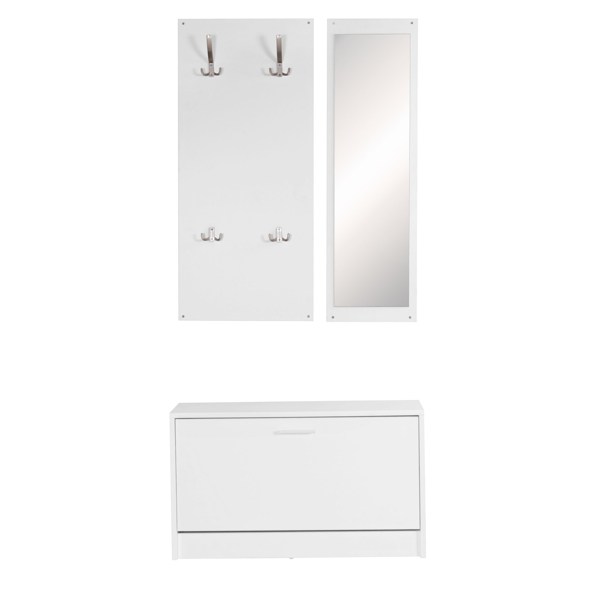 Wall-mounted wardrobe jana with mirror & shoe cabinet chipboard white