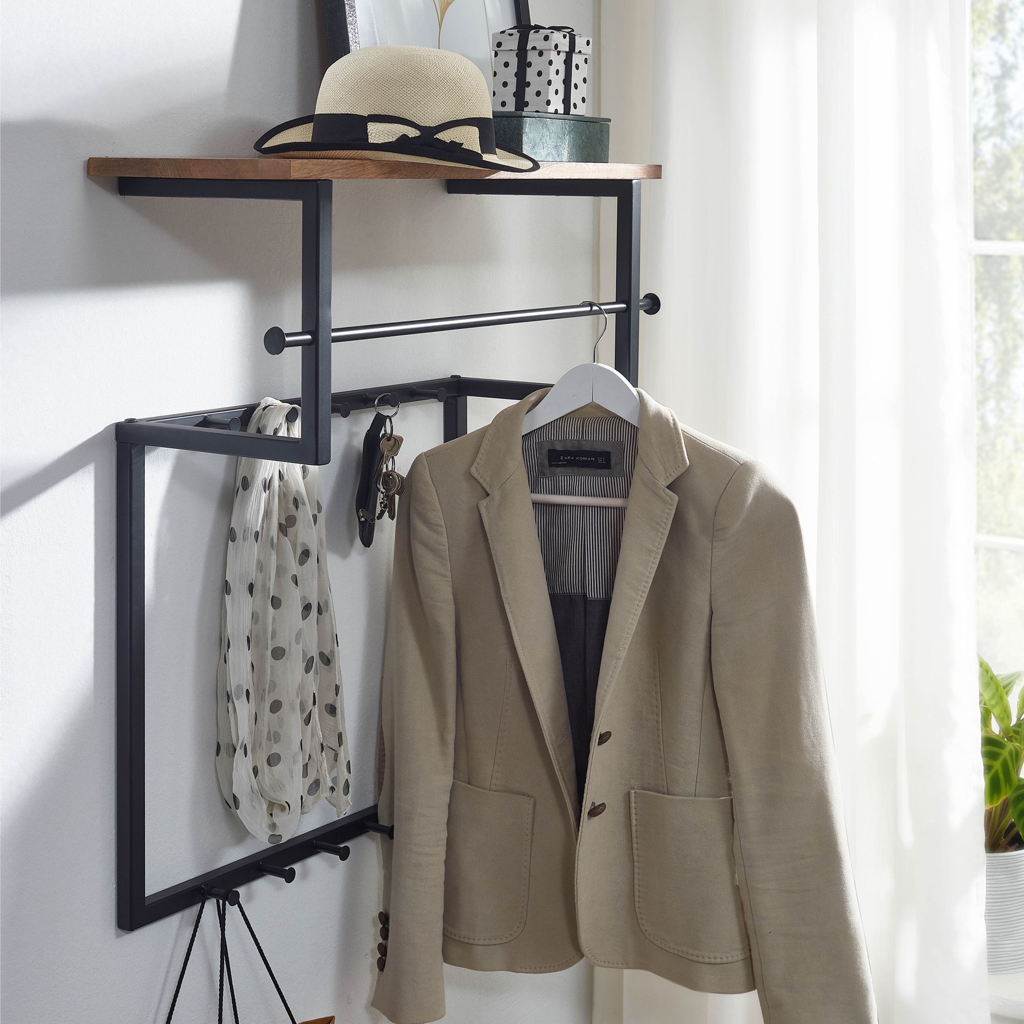 Design wall wardrobe mango solid wood metal 60x76x26 cm