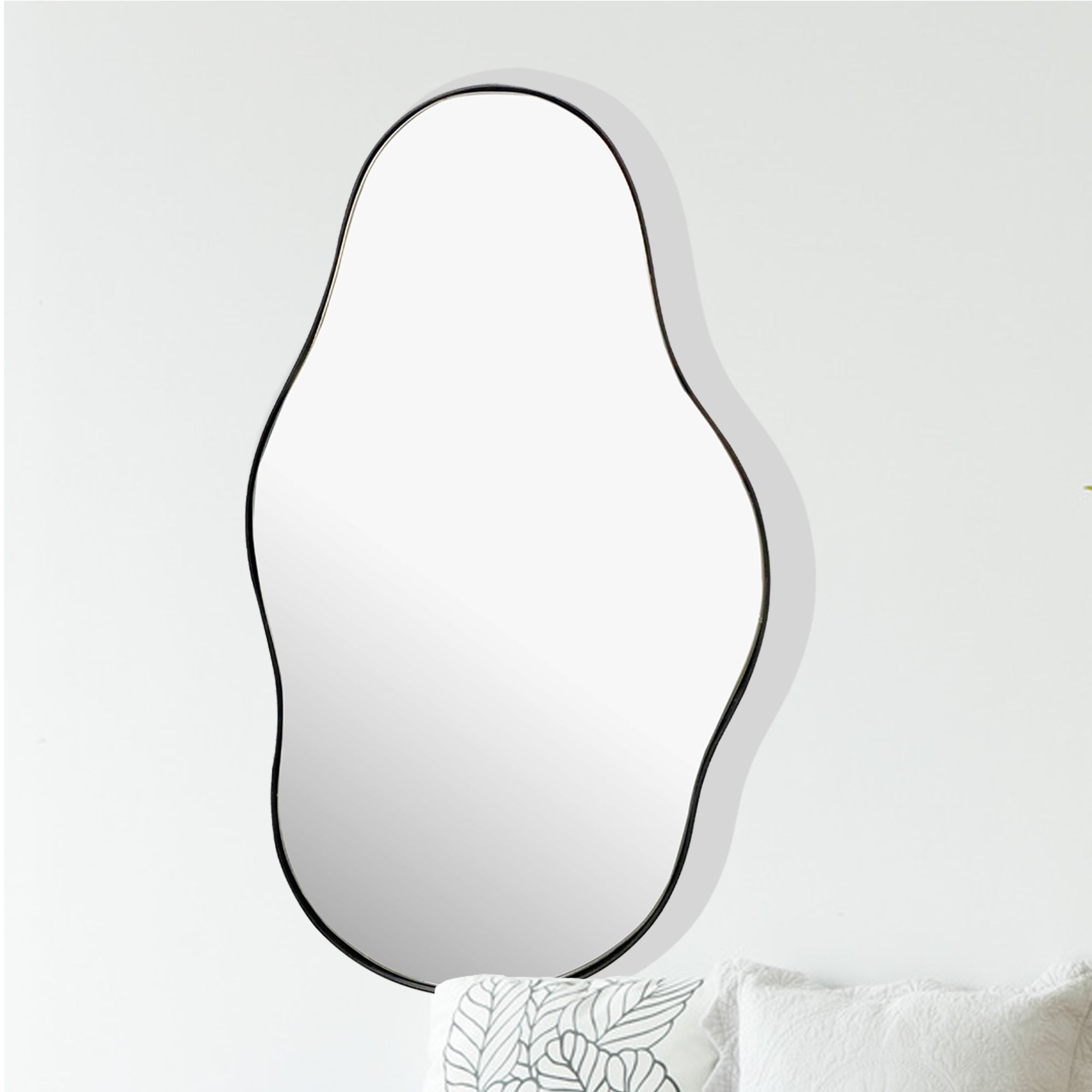Asymmetric Wall Mirror 40x80 cm | Black Metal Frame | Mirror Thickness 6 mm