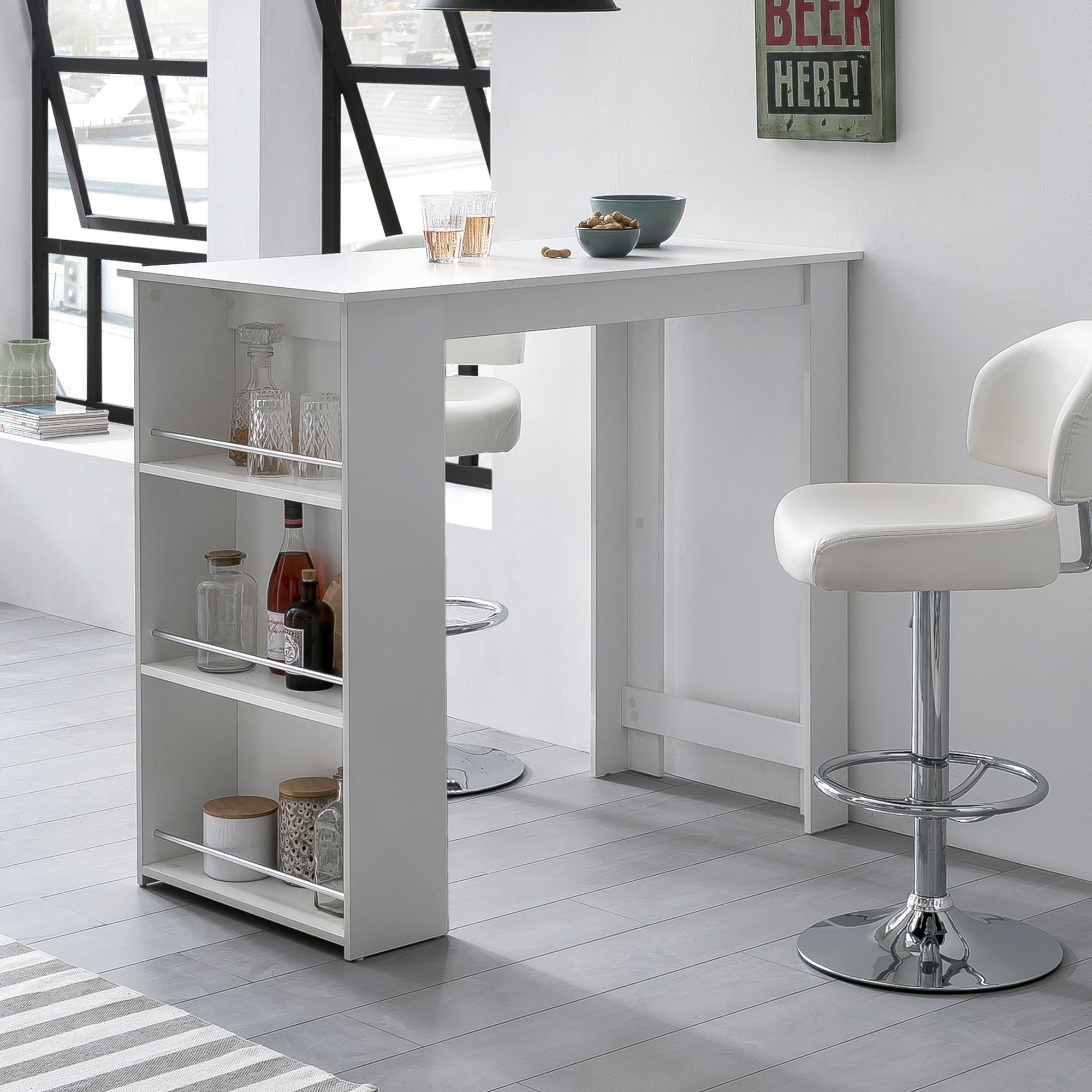 Wl5.732 white 120 x 107.5 x 60 cm bar table wooden kitchen table
