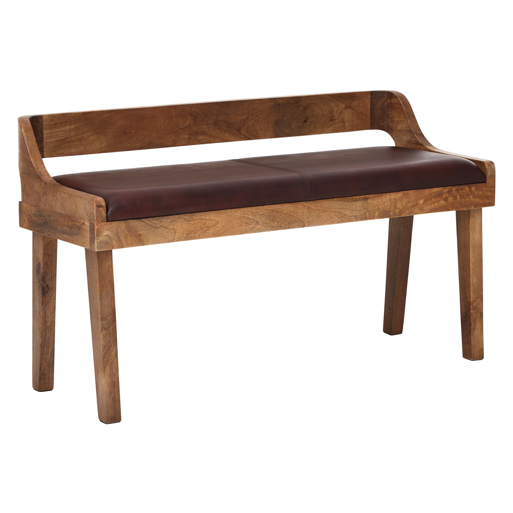 Bench genuine leather / solid wood bench 108x63x43 cm