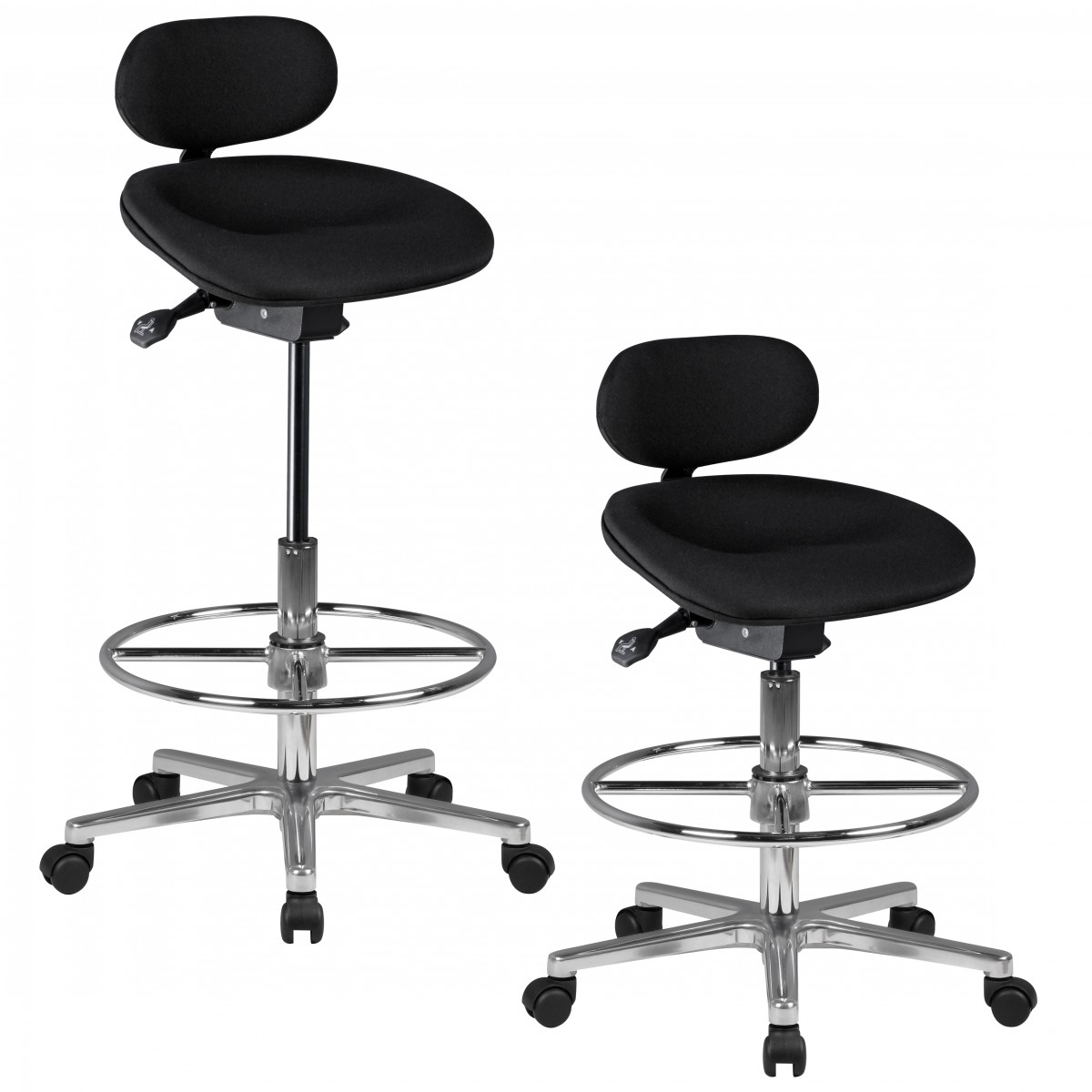 LOUISIANA Work Stool | Black Fabric | Height 83 - 114 cm