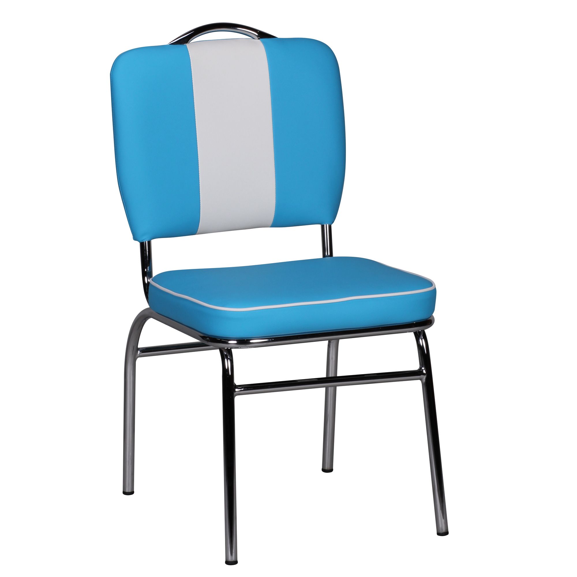 American Diner Retro Dining Chair Blue White | PU Leather | 90x47x45 cm