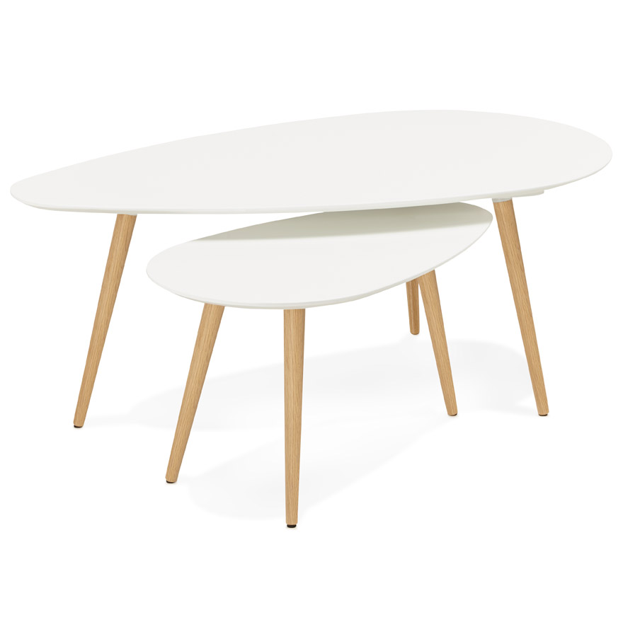 Alterego Coffee Table TETRYS Frame Colour Natural Tabletop White